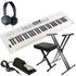 Collage of everything included in the Roland GoKeys 5 Music Creation Keyboard - White KEY ESSENTIALS BUNDLE 