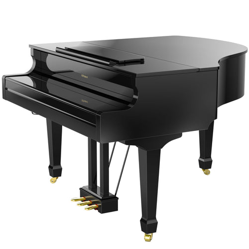 Roland GP609 Digital Grand Piano - Polished Ebony - catalog image left view from above