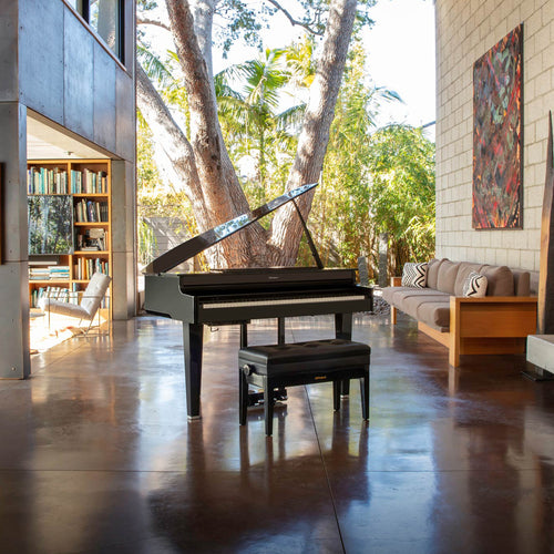 Roland GP-6 Digital Grand Piano - Polished Ebony - in a stylish living space