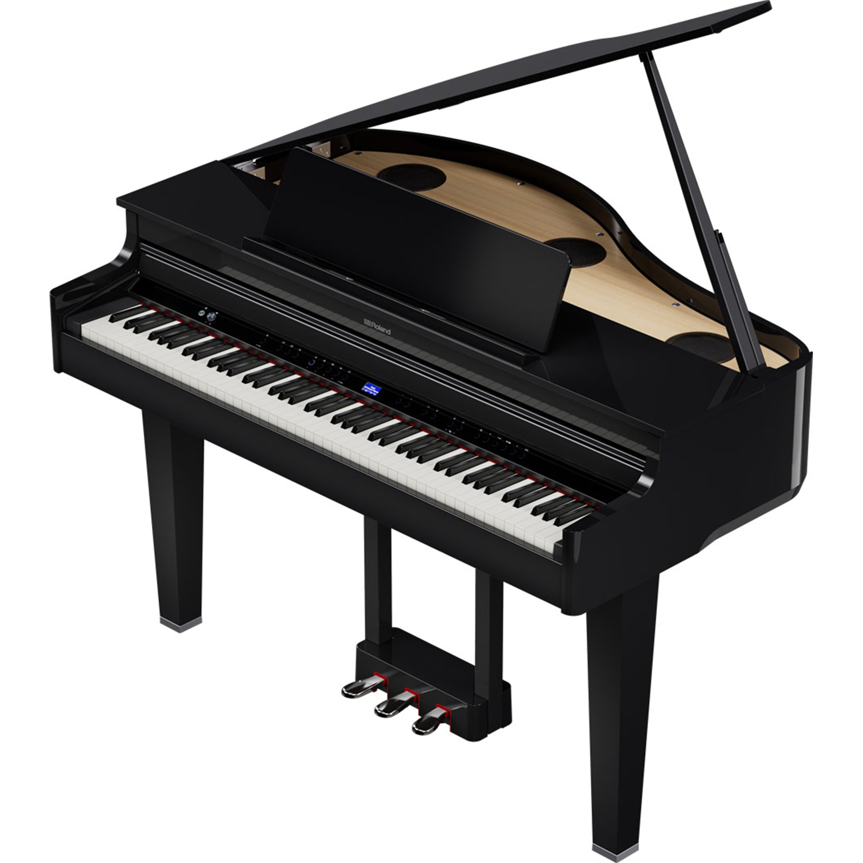 Roland GP-6 Digital Grand Piano - Polished Ebony - left facing from above