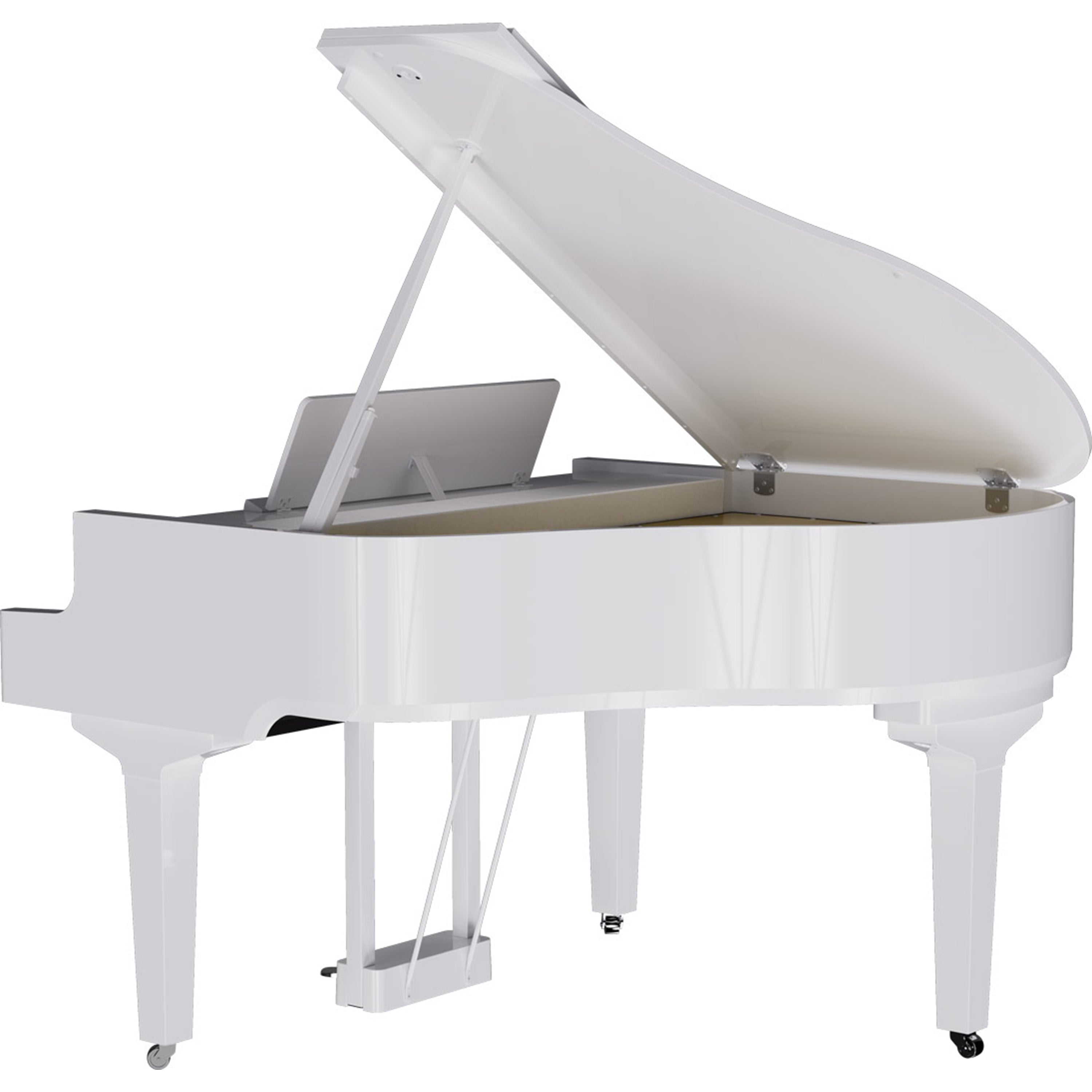 Roland GP-9M Digital Grand Piano with Moving Keys - Polished White - back view