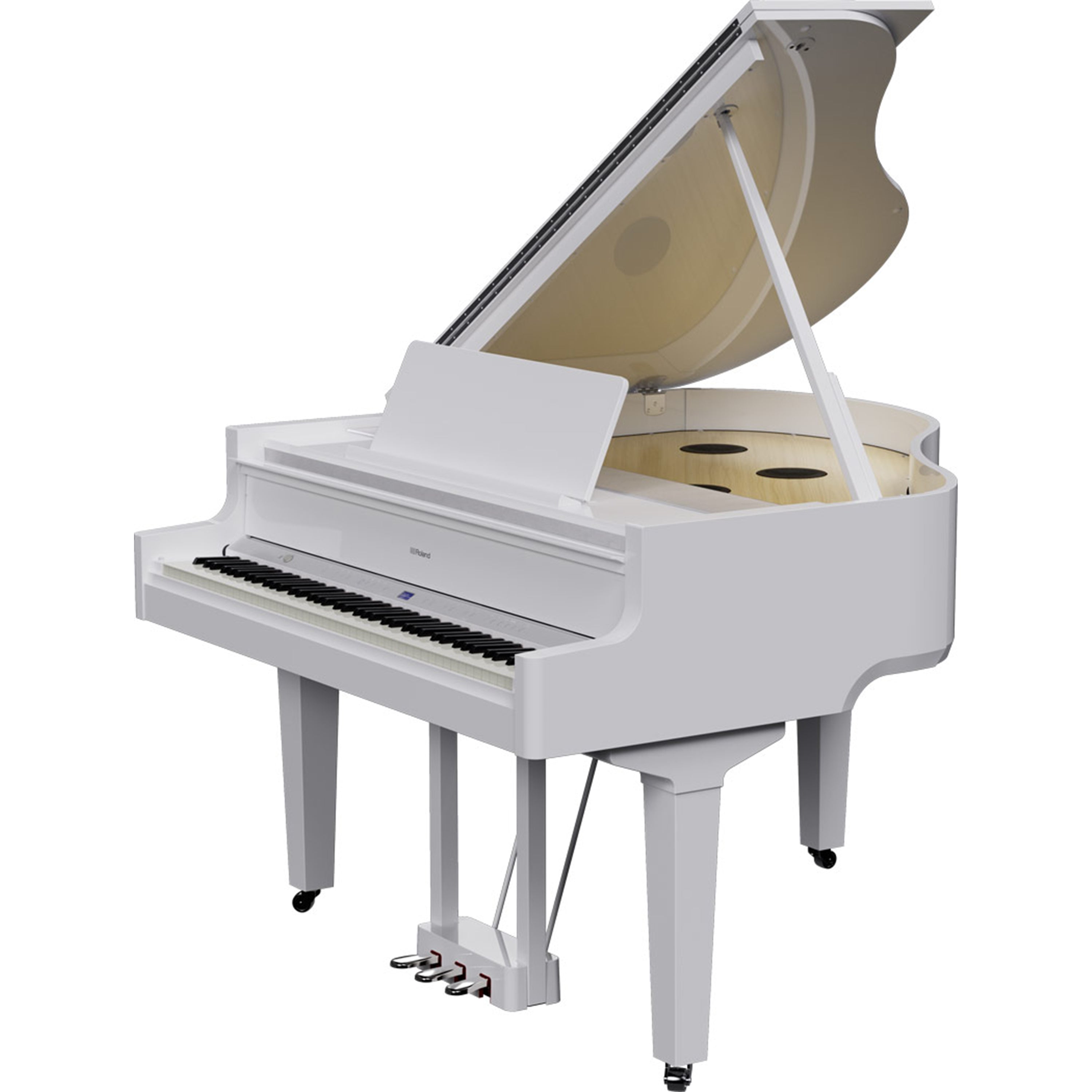 Roland GP-9M Digital Grand Piano with Moving Keys - Polished White - left angle