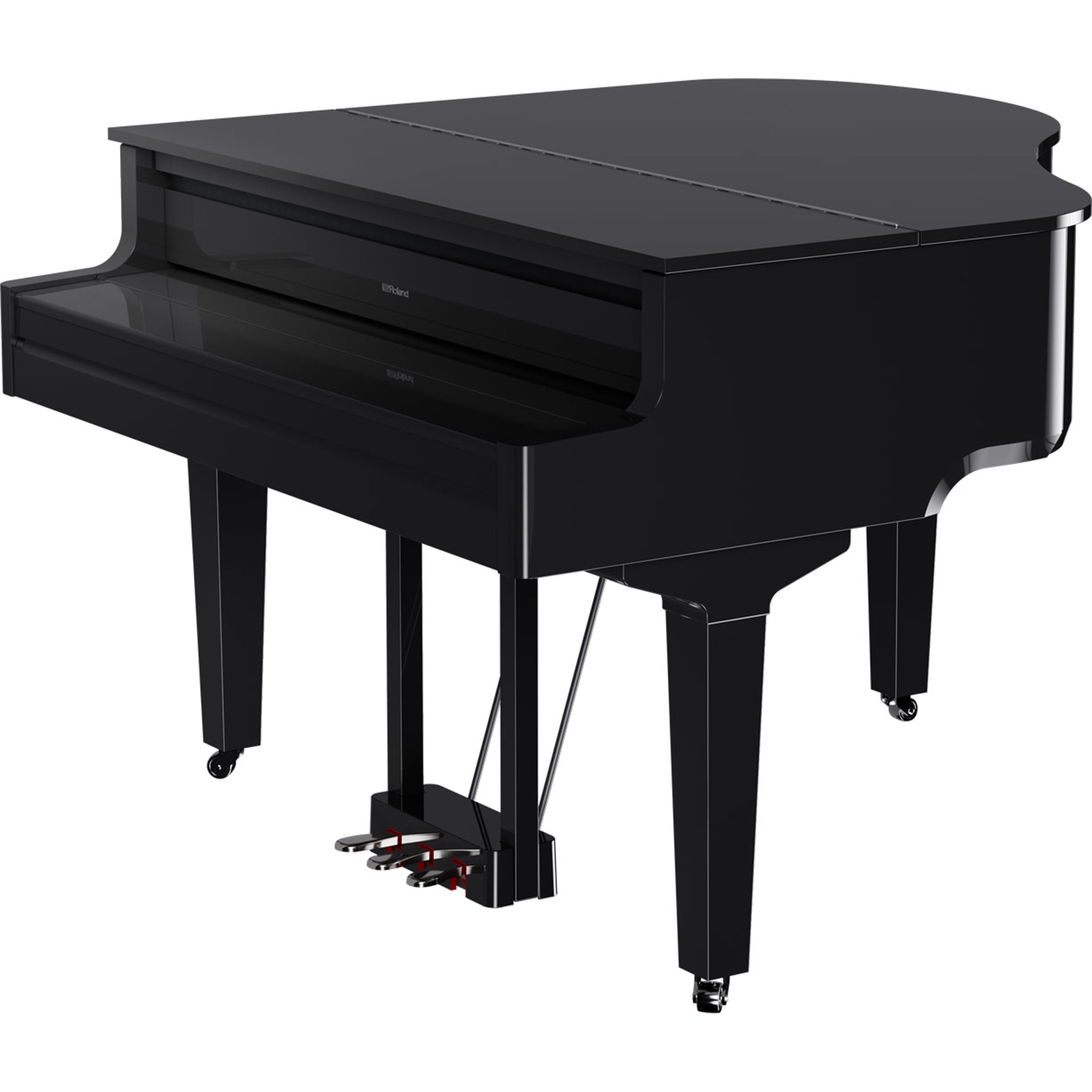 Roland GP-9M Digital Grand Piano with Moving Keys - Polished Ebony - lid and key cover closed