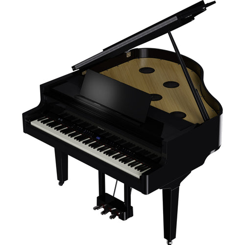 Roland GP-9 Digital Grand Piano - Polished Ebony - left facing from above