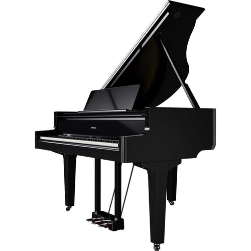 Roland GP-9 Digital Grand Piano - Polished Ebony - left facing