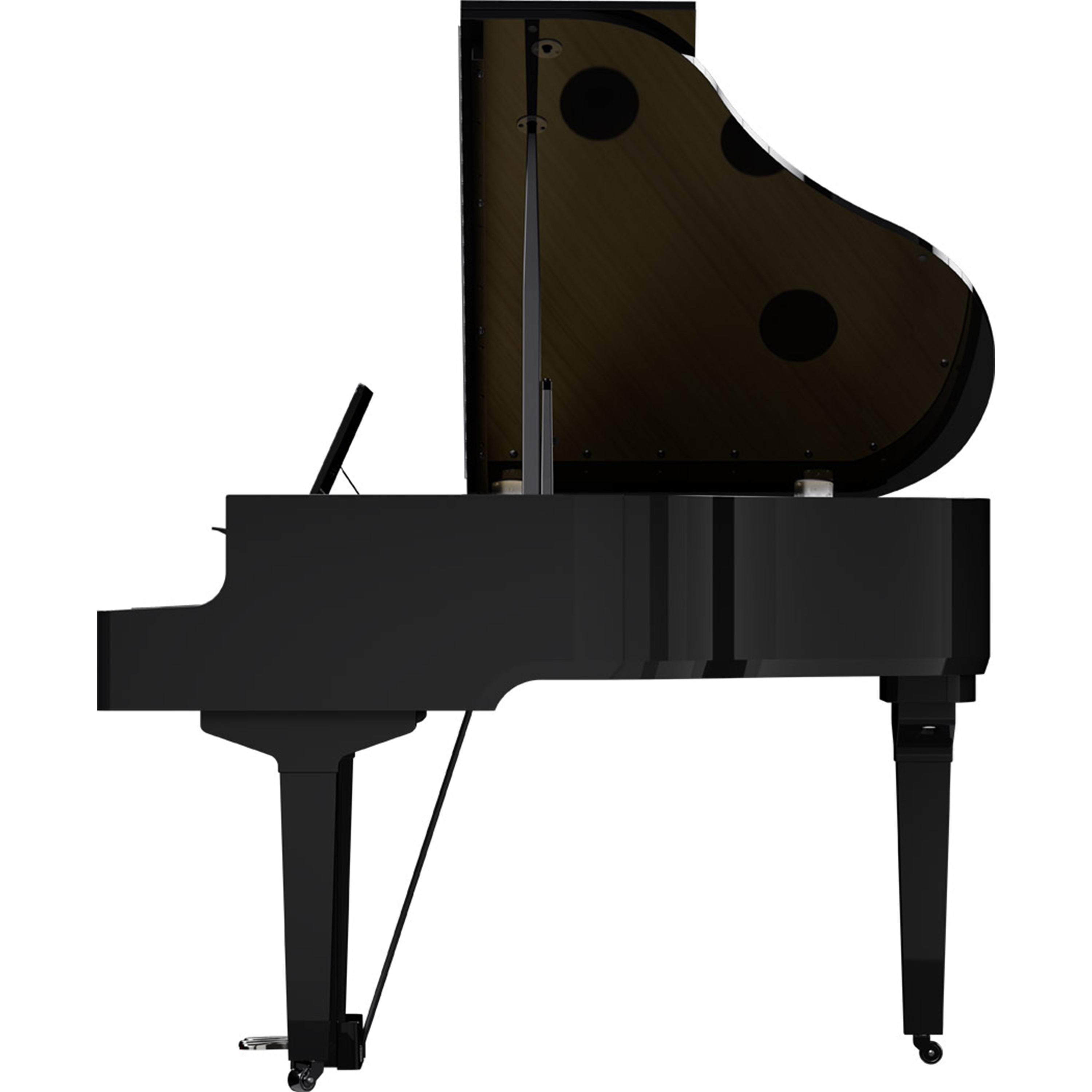 Roland GP-9M Digital Grand Piano with Moving Keys - Polished Ebony - side view
