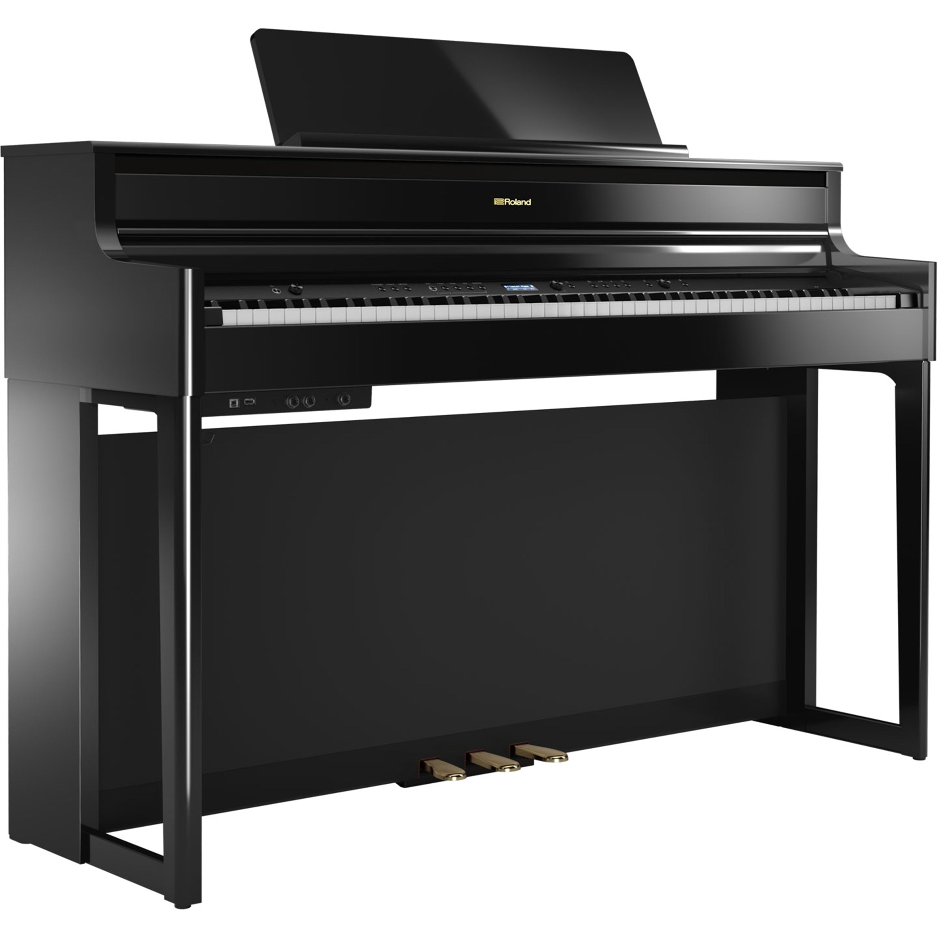 Roland HP704 Digital Piano - Polished Ebony - facing right