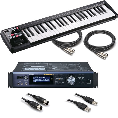 roland integra-7 supernatural sound module with a-49 black studio essentials bundle