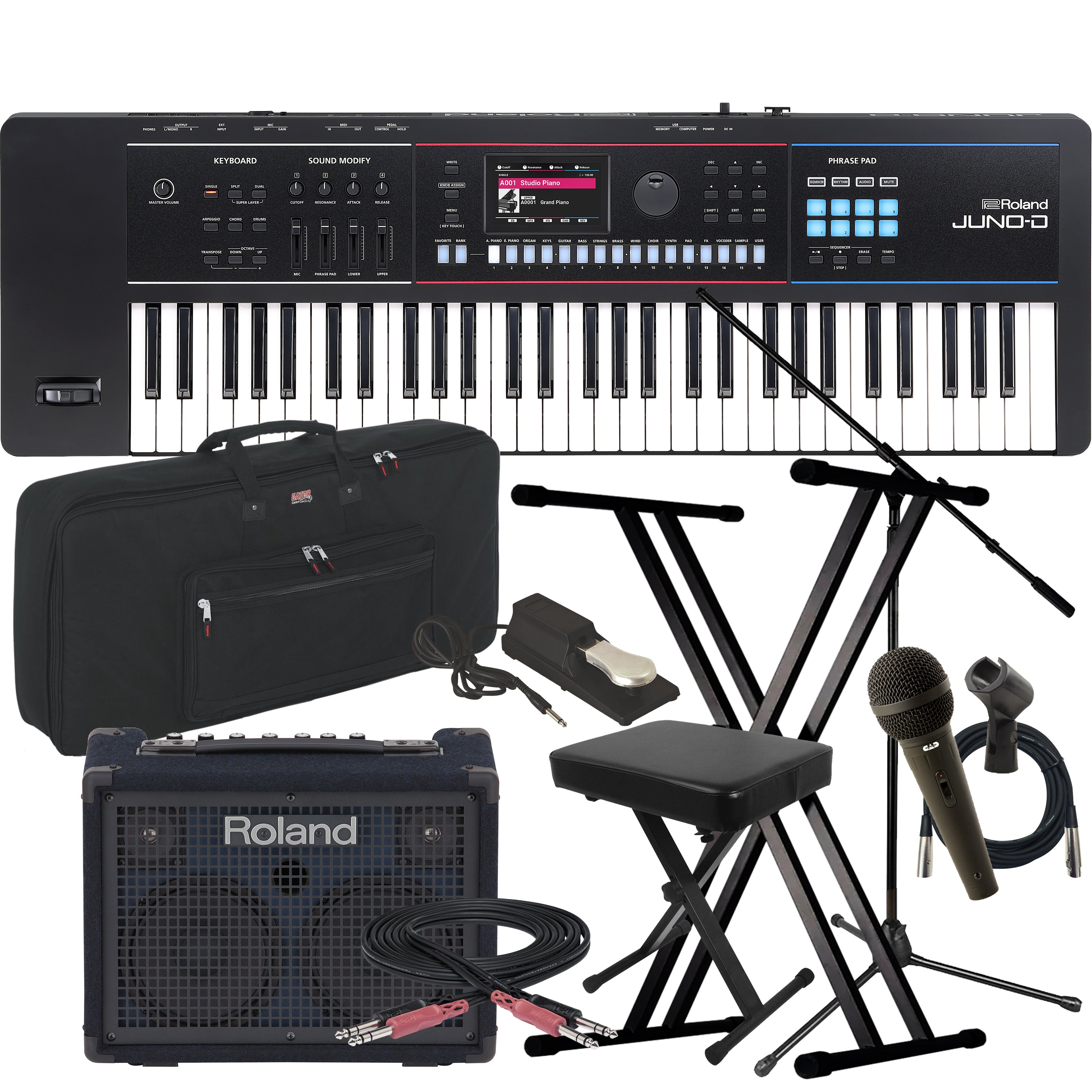 Roland Juno-D6 61-Key Synthesizer COMPLETE STAGE BUNDLE