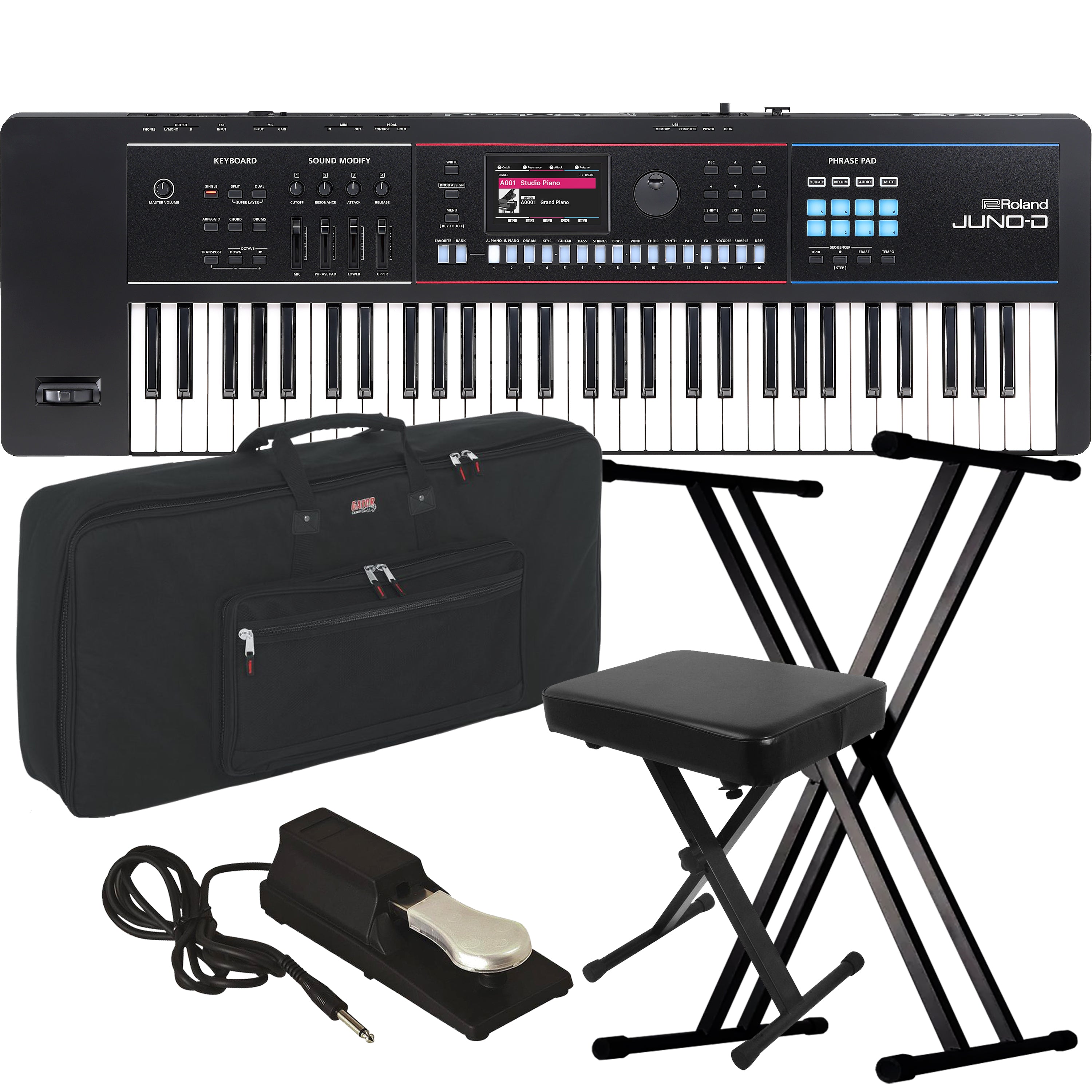 Roland Juno-D6 61-Key Synthesizer STAGE ESSENTIALS BUNDLE
