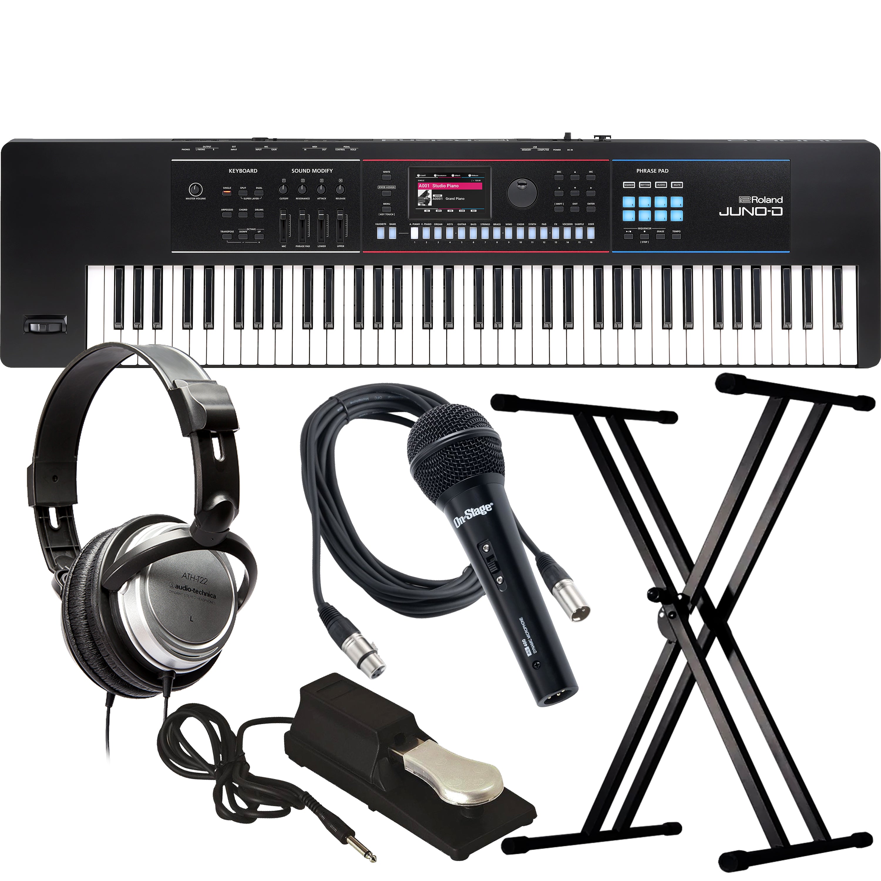 Roland Juno-D7 76-Key Synthesizer KEY ESSENTIALS BUNDLE