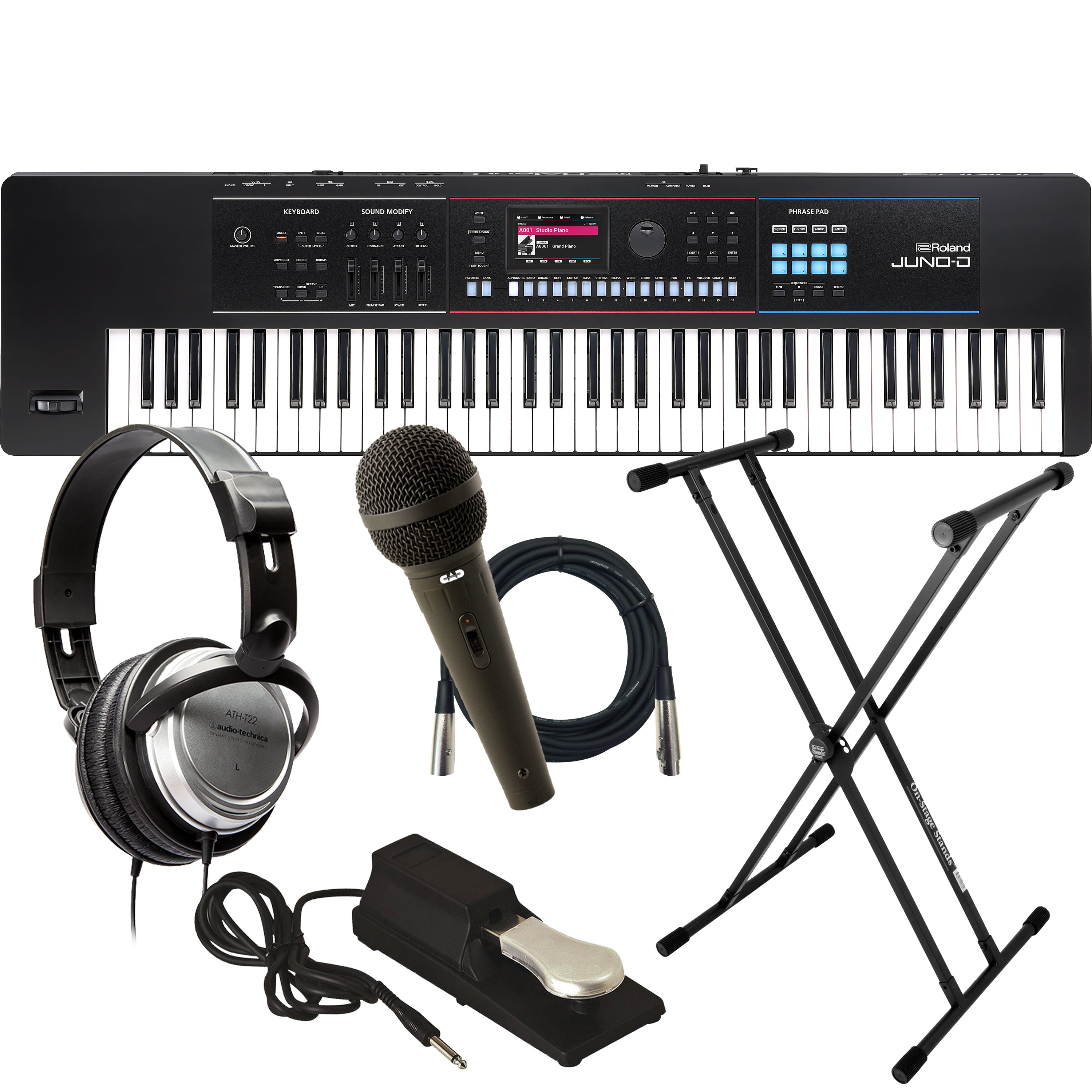 Roland Juno-D7 76-Key Synthesizer KEY ESSENTIALS BUNDLE