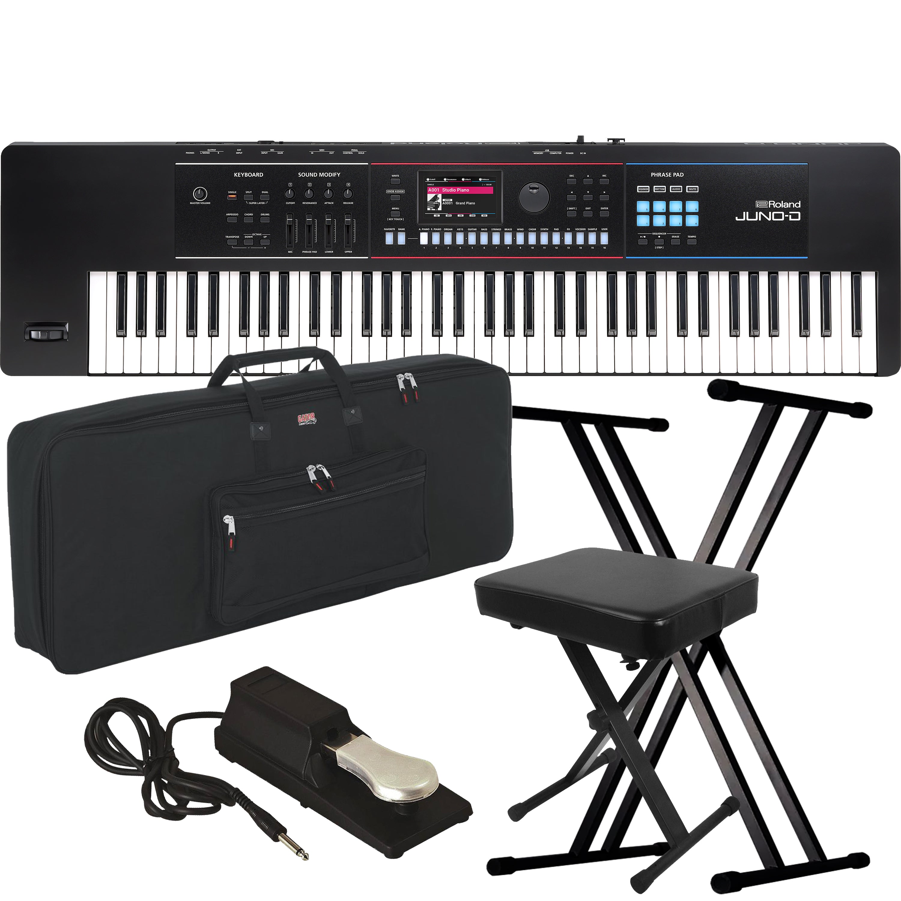 Roland Juno-D7 76-Key Synthesizer STAGE ESSENTIALS BUNDLE