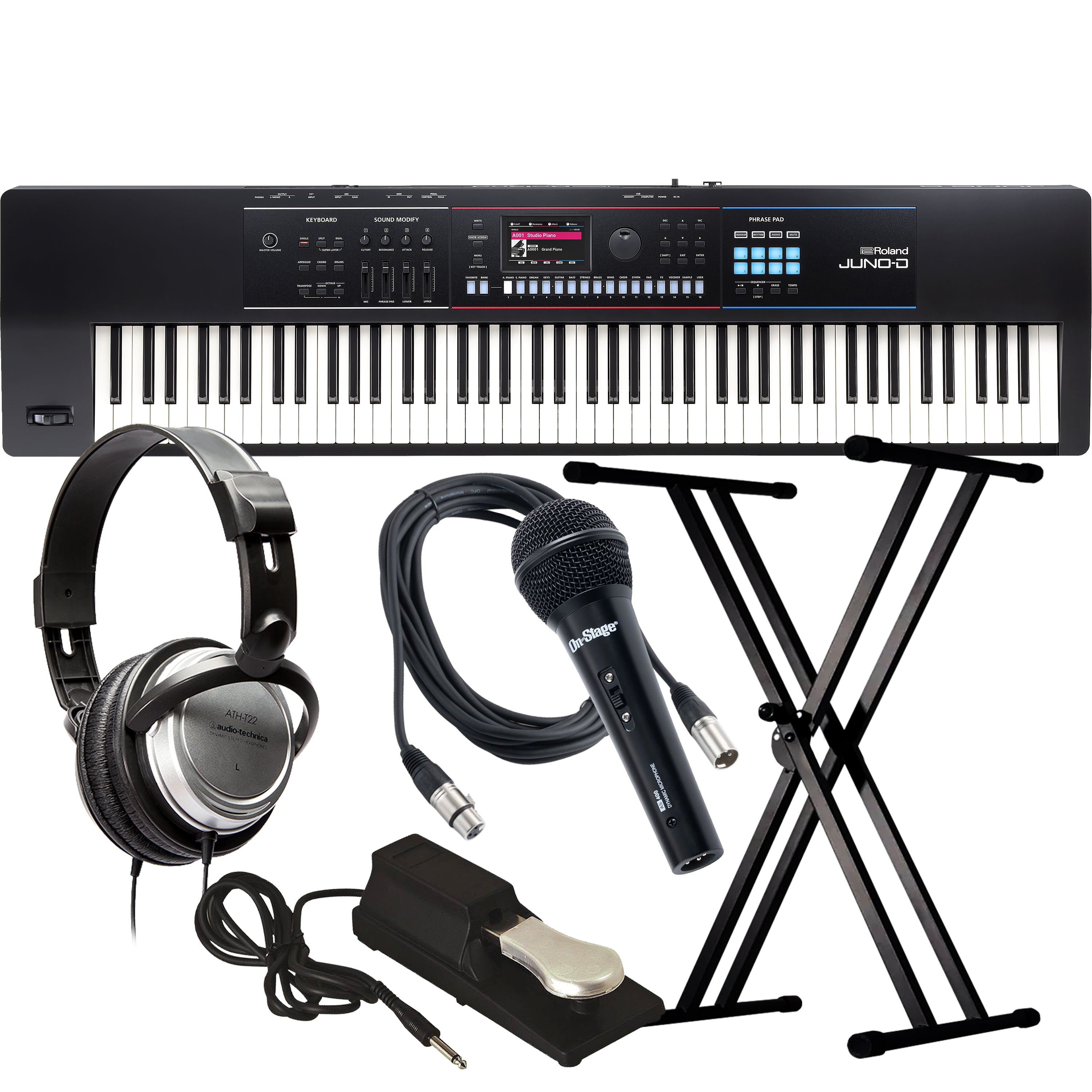 Roland Juno-D7 76-Key Synthesizer KEY ESSENTIALS BUNDLE