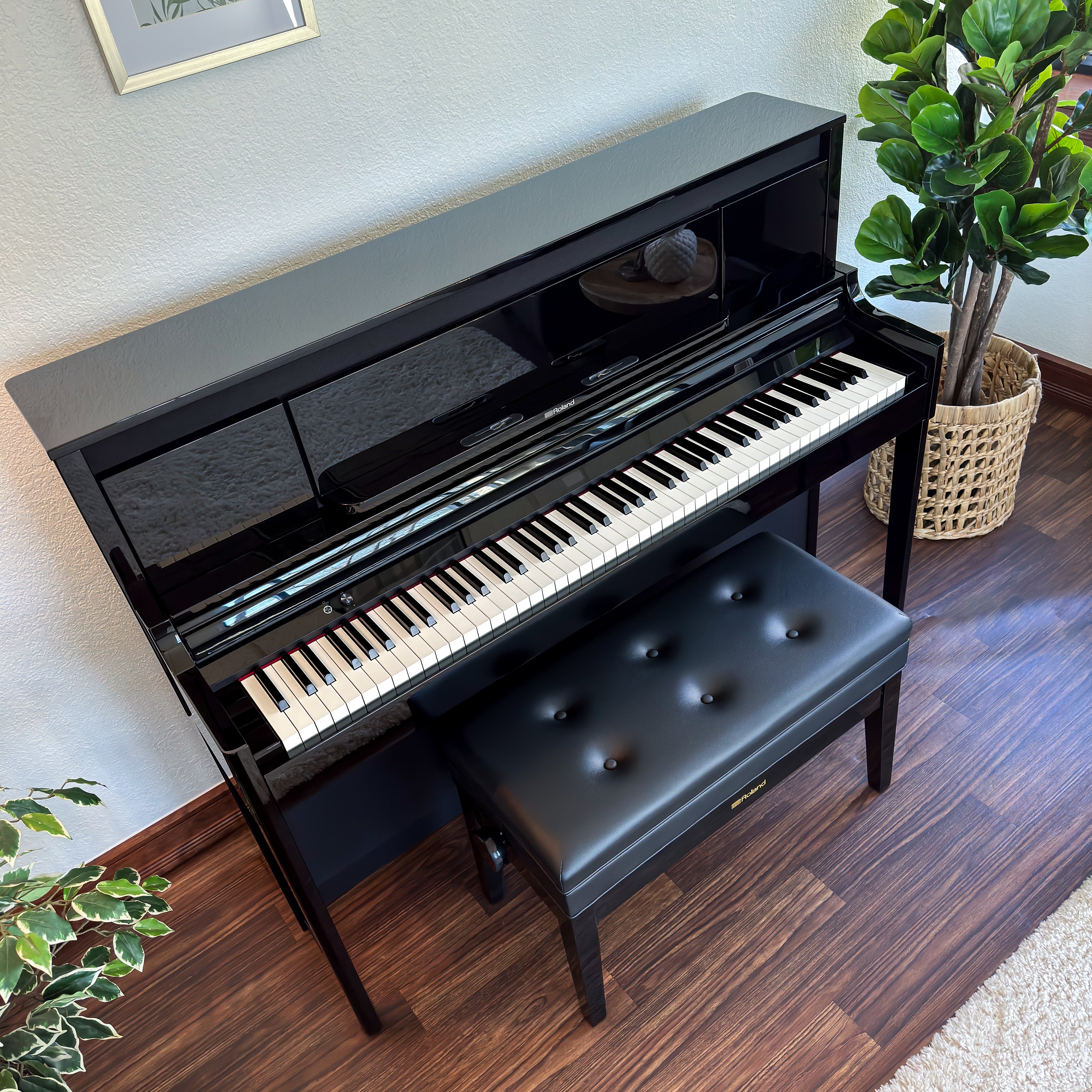 Roland LX-6 Digital Piano with Bench - Polished Ebony - in a stylish living space view 5