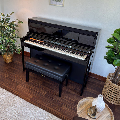 Roland LX-6 Digital Piano with Bench - Polished Ebony - in a stylish living space view 7