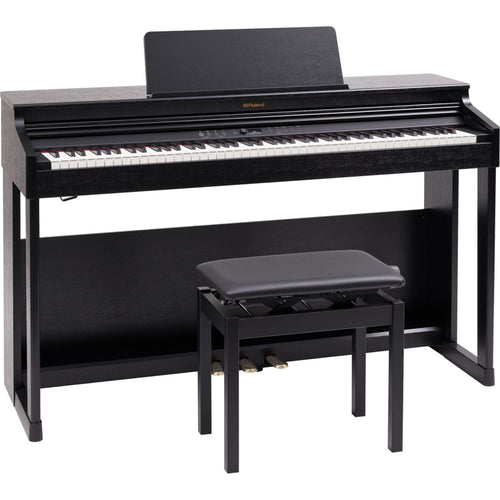 Roland RP701 Digital Piano - Contemporary Black - right facing with bench