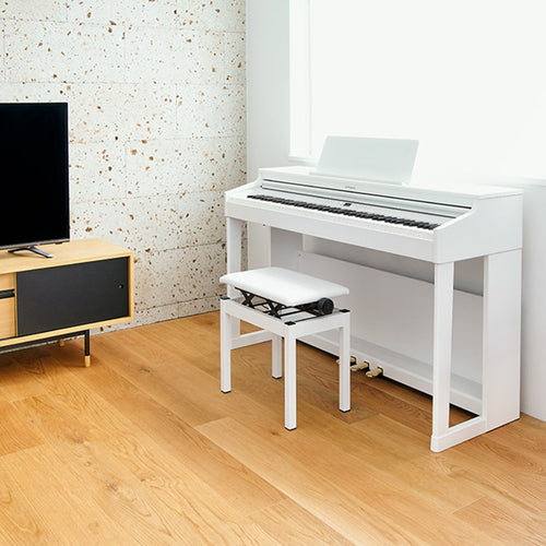 Roland RP701 Digital Piano - Satin White - in a stylish living space