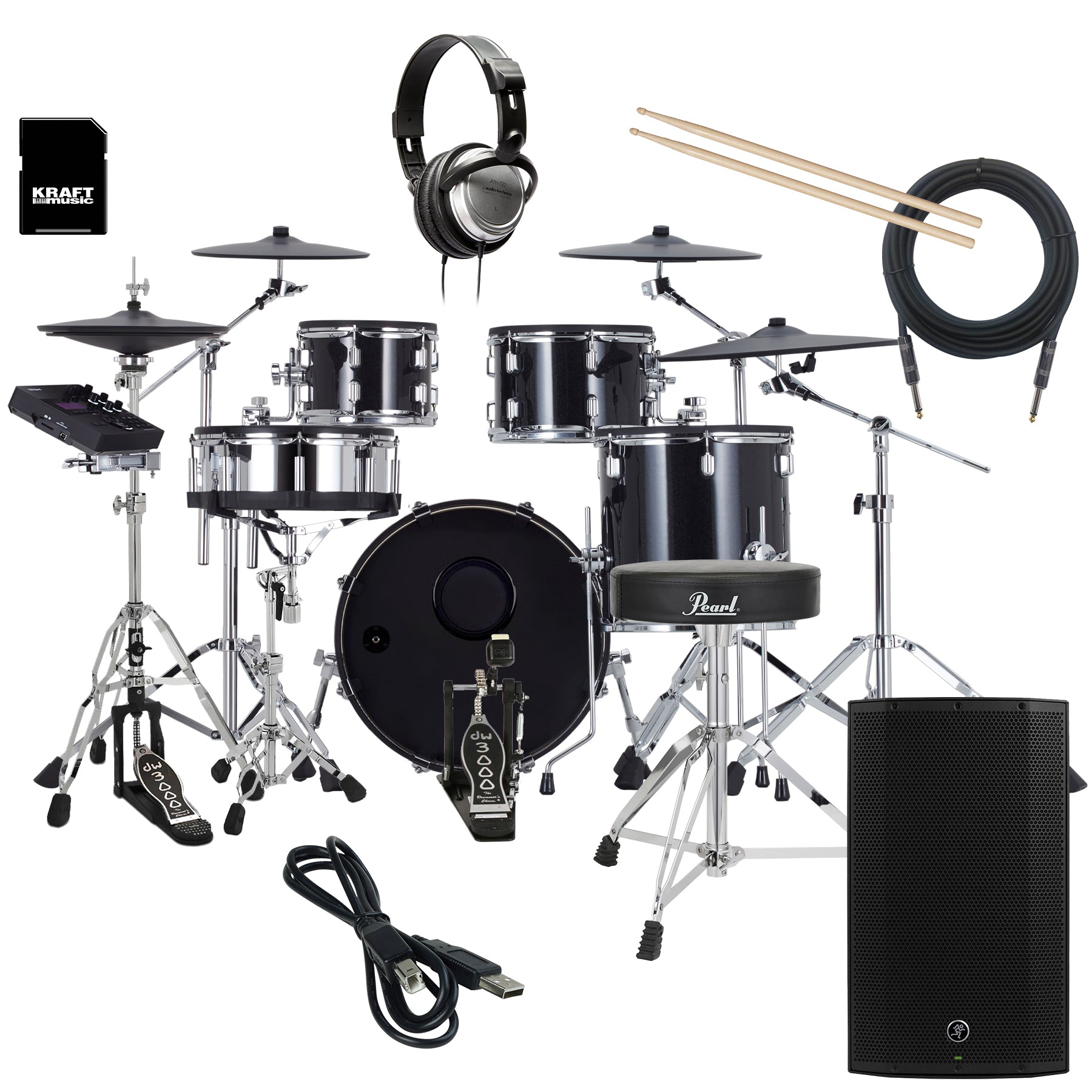 Roland VAD507 V-Drums Acoustic Design 5pc Kit COMPLETE DRUM BUNDLE