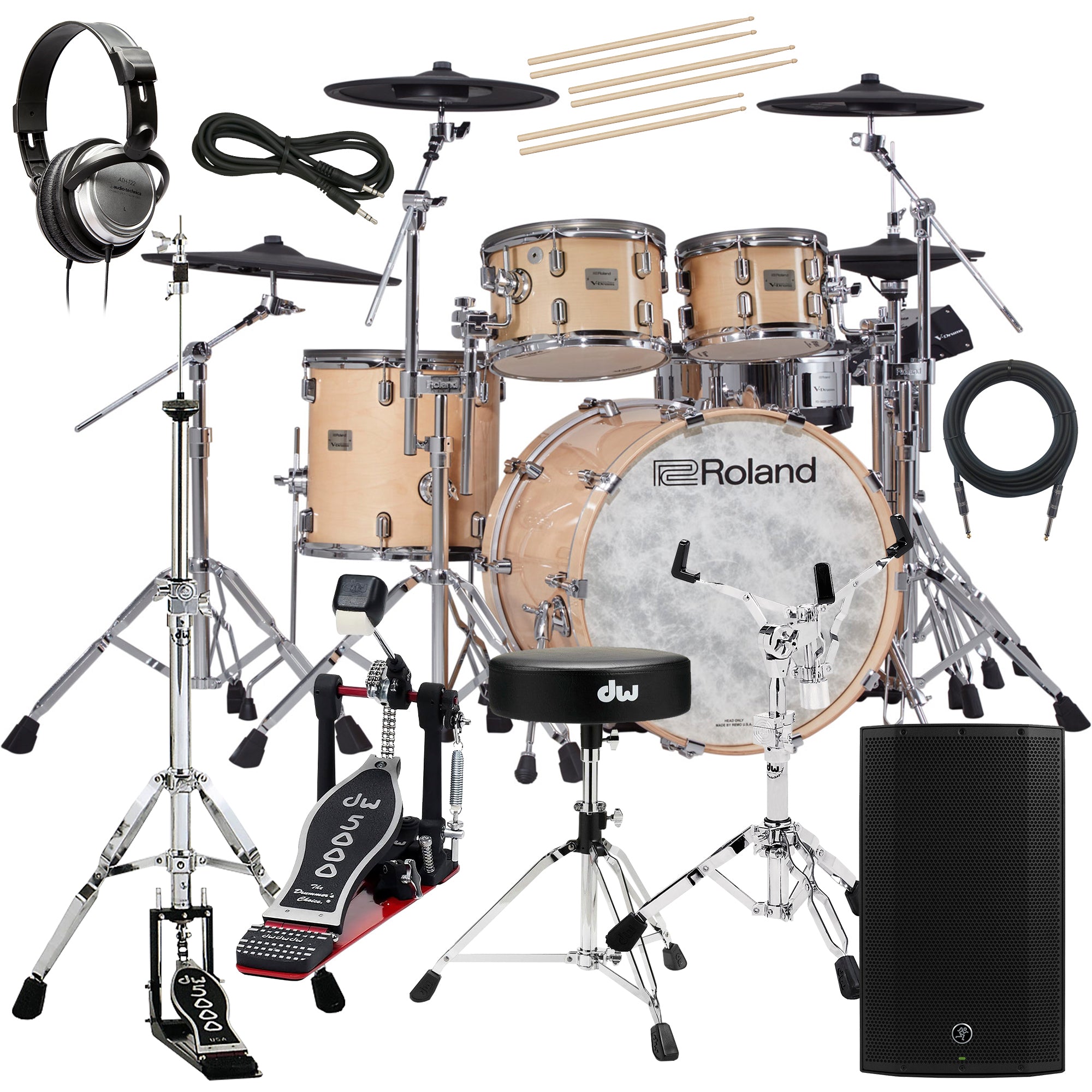 Roland VAD706 V-Drums Acoustic Design 5pc Kit - Natural COMPLETE DRUM BUNDLE
