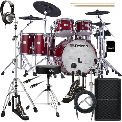 Roland VAD716 V-Drums Electronic Drum Set - Gloss Cherry COMPLETE DRUM BUNDLE