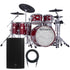 Collage of items included in the Roland VAD-716 V-Drums Electronic Drum Set - Gloss Cherry MONITOR KIT