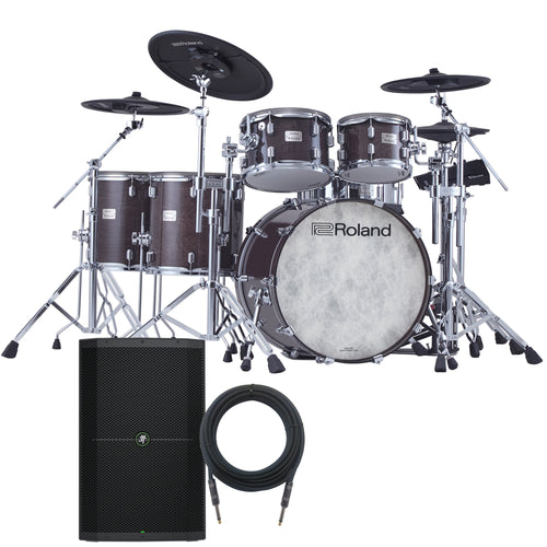 Roland VAD716 V-Drums Electronic Drum Set - Gloss Ebony MONITOR KIT