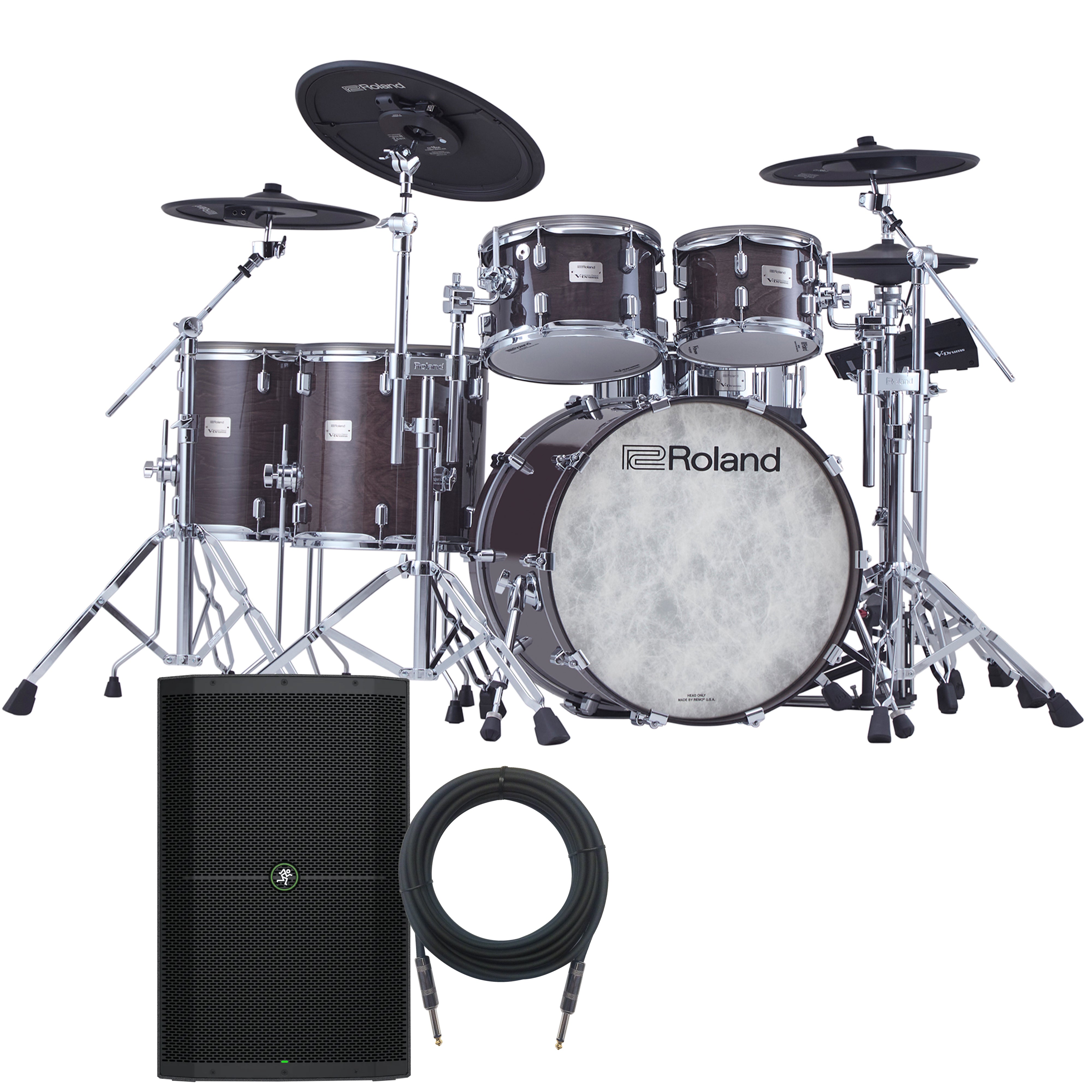 Roland VAD716 V-Drums Electronic Drum Set - Gloss Ebony MONITOR KIT