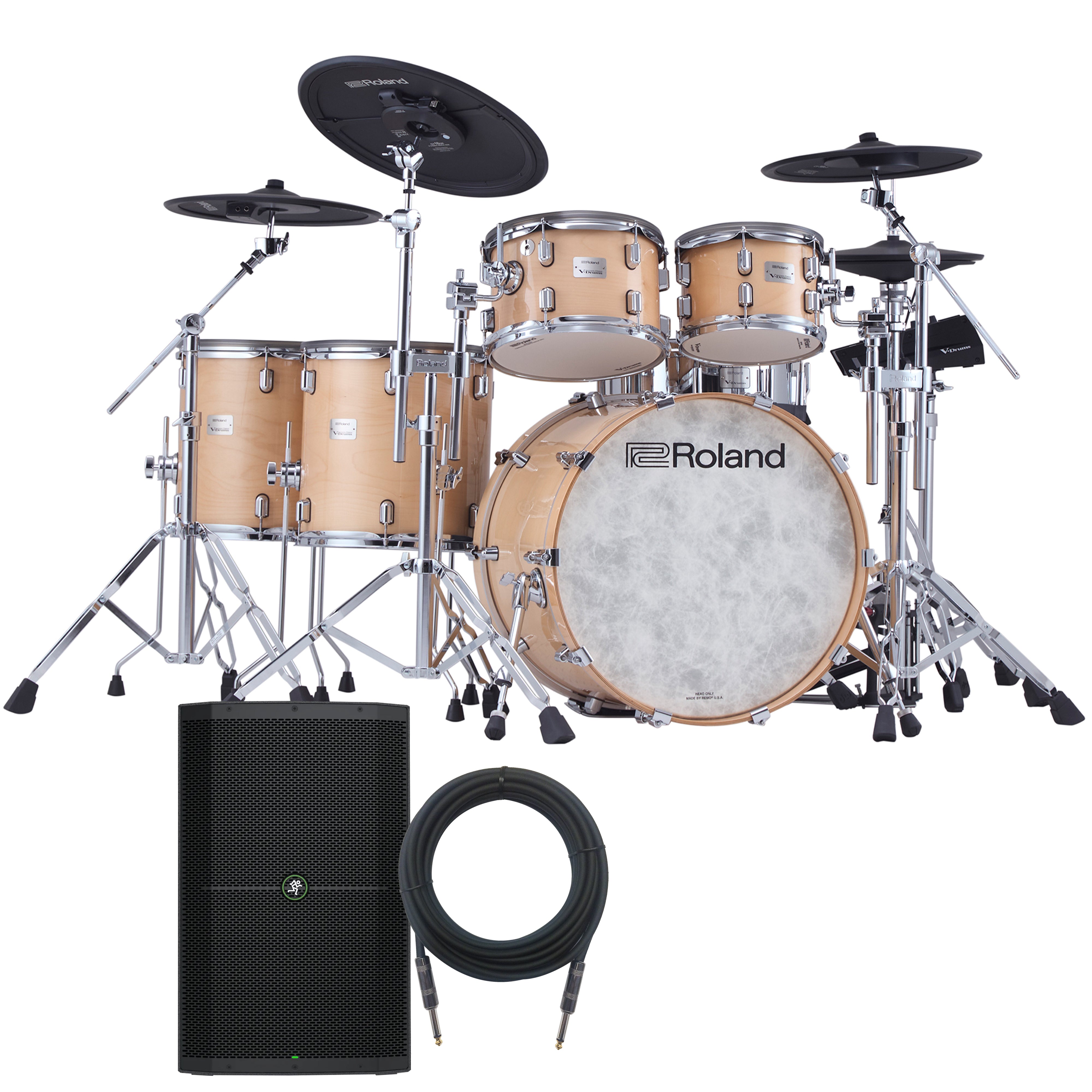 Roland VAD716 V-Drums Electronic Drum Set - Gloss Natural MONITOR KIT