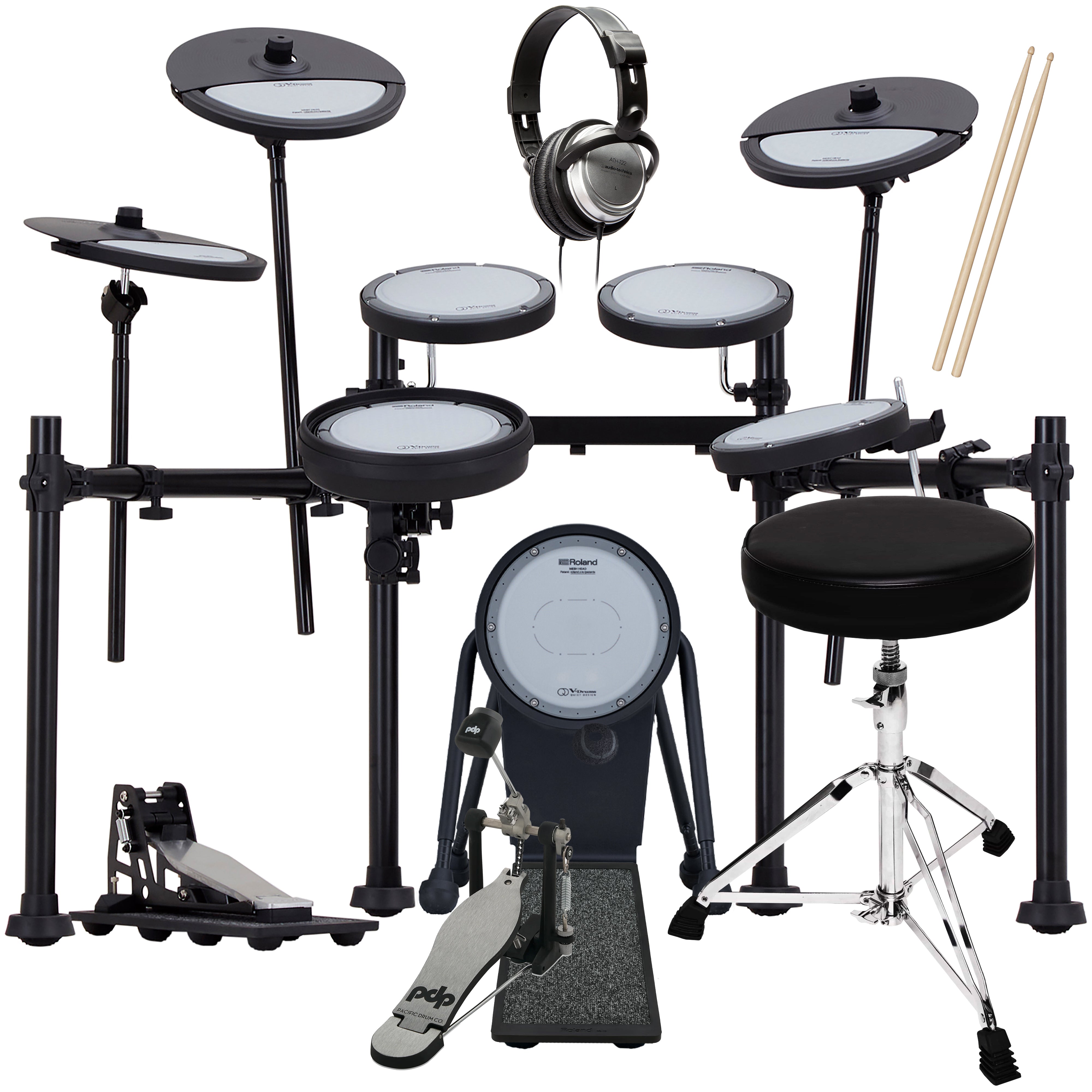Roland VQD106 V-Drums Quiet Design Pad Kit without Module DRUM ESSENTIALS BUNDLE