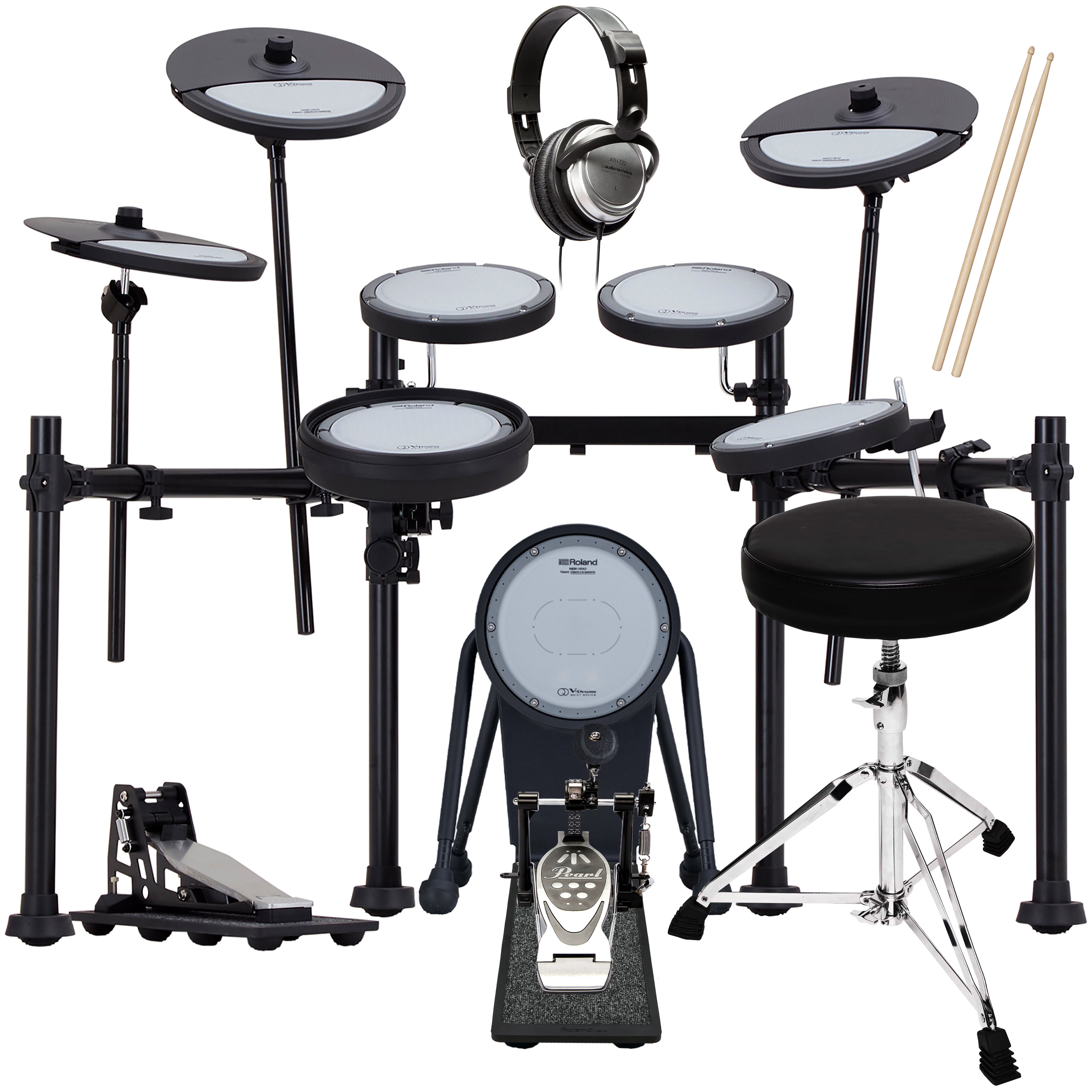 Roland VQD106 V-Drums Quiet Design Pad Kit without Module DRUM ESSENTIALS BUNDLE