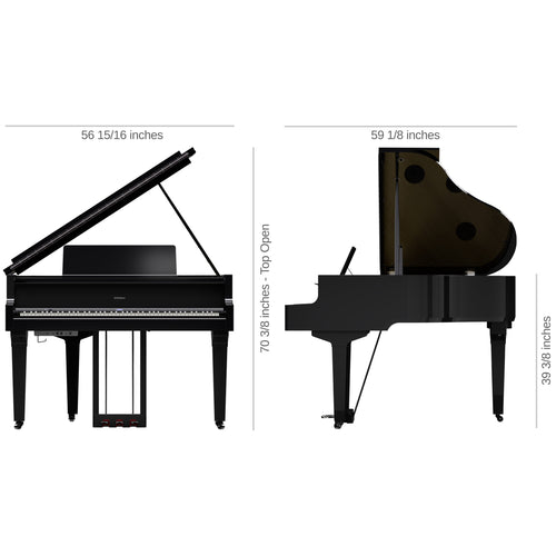 Roland GP-9M Digital Grand Piano - Dimensions