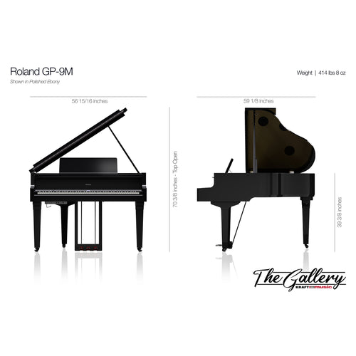 Roland GP-9M Digital Grand Piano with Moving Keys - Dimensions 