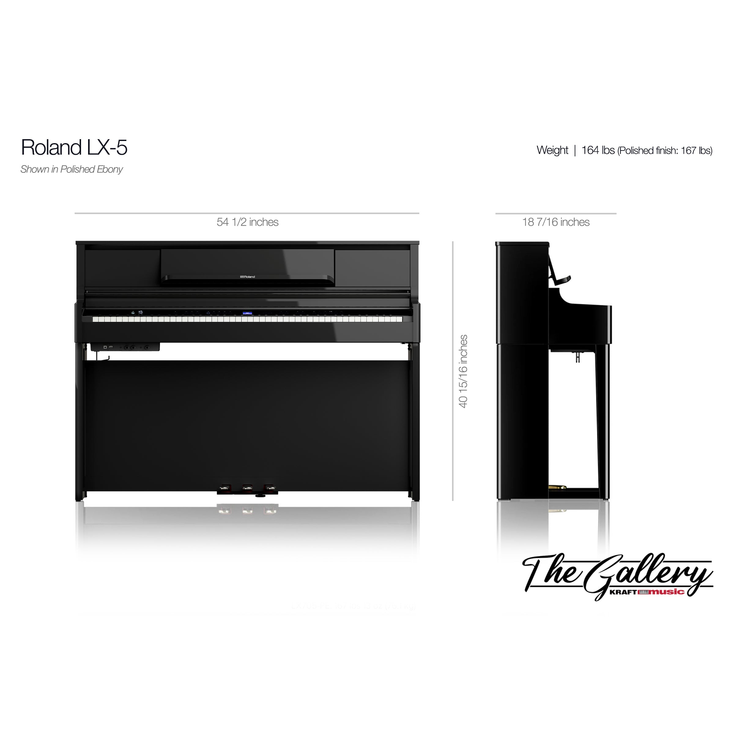 Roland LX-5 Digital Piano with Bench - Polished Ebony – Kraft Music