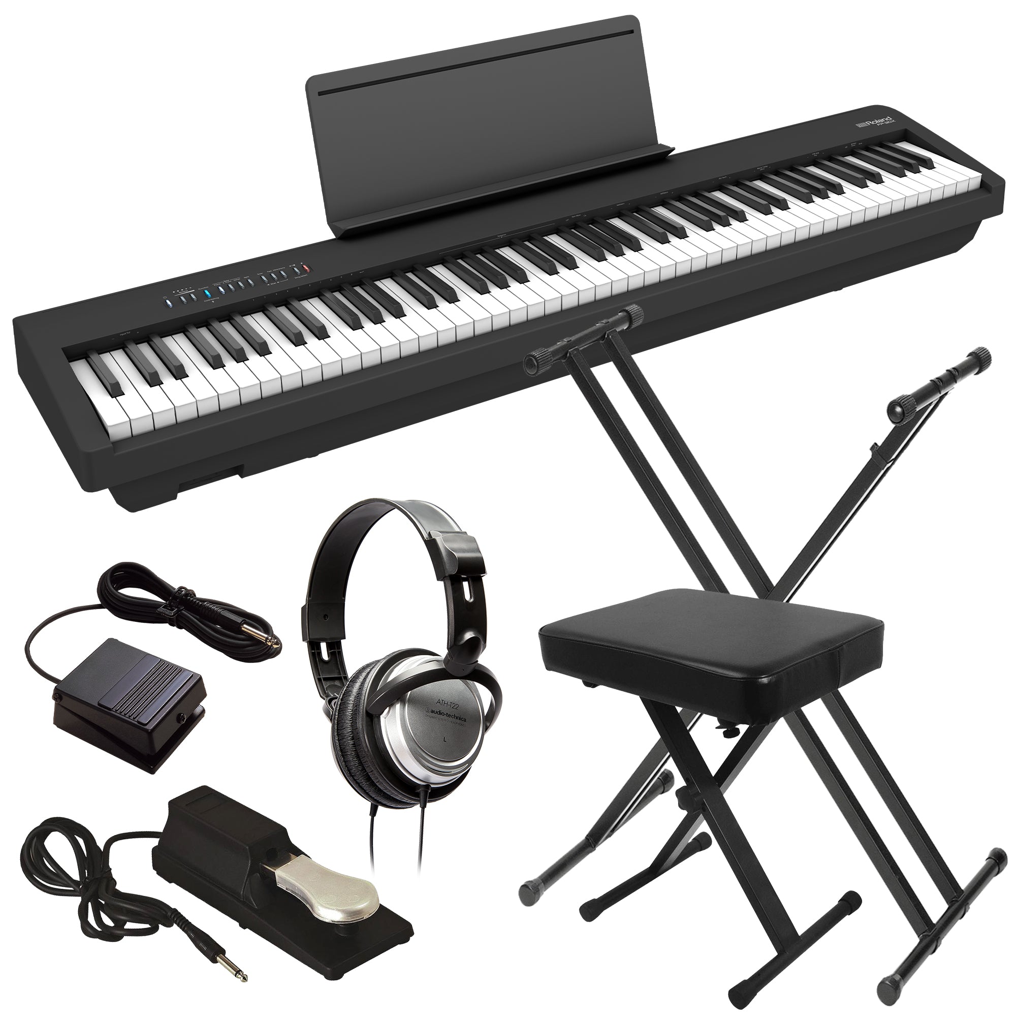 Roland FP-30X Digital Piano - Black KEY ESSENTIALS BUNDLE