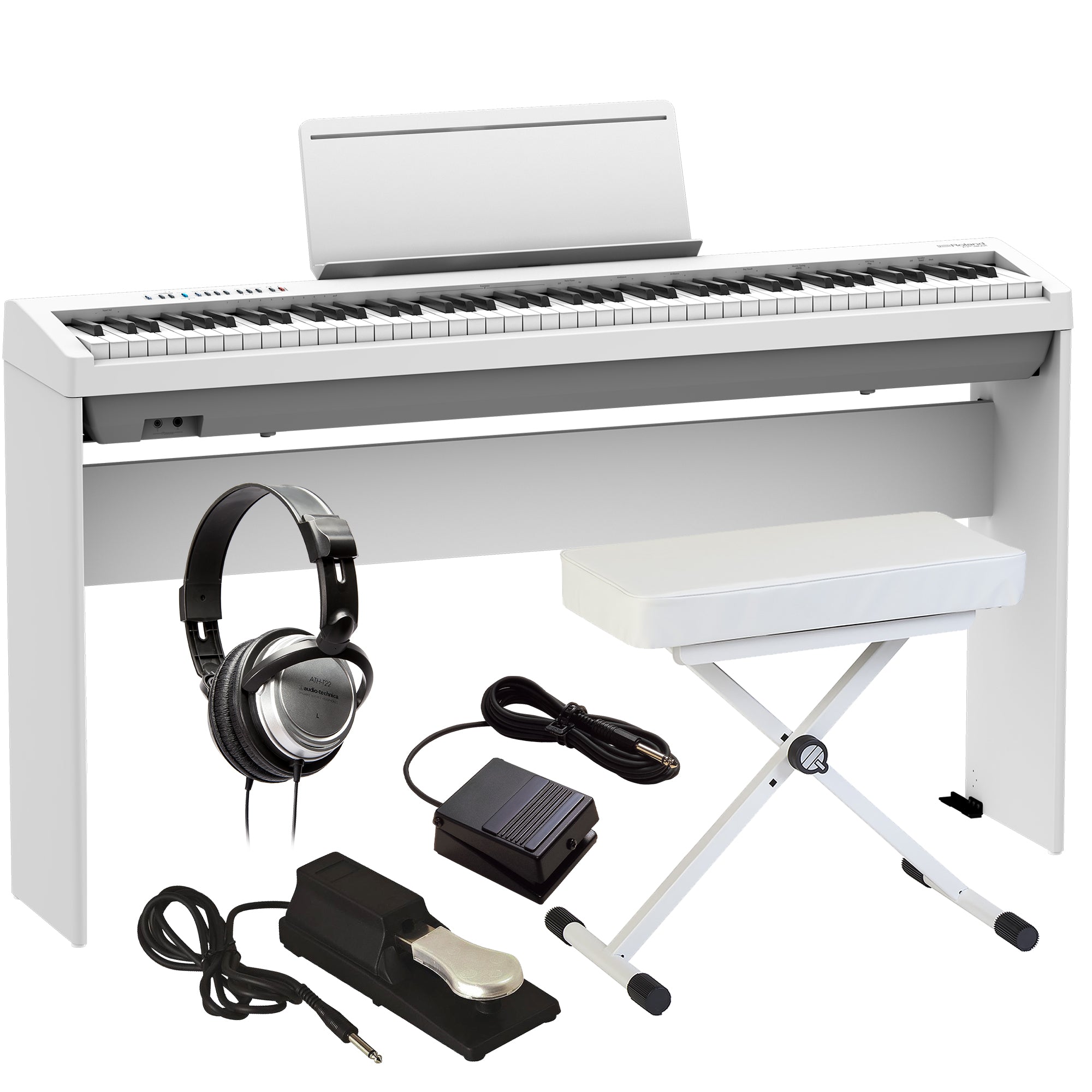 Roland FP-30X Digital Piano - White HOME ESSENTIALS BUNDLE