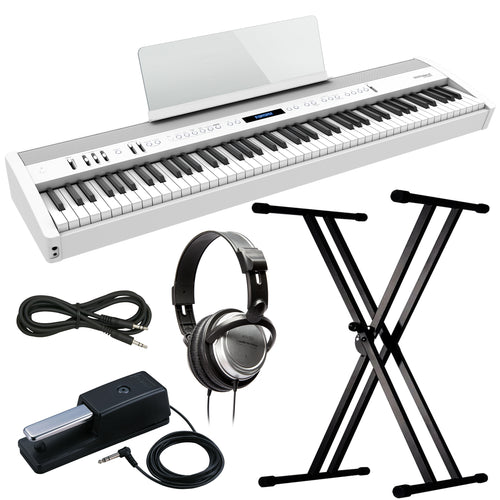 Roland FP-60X Digital Piano - White KEY ESSENTIALS BUNDLE