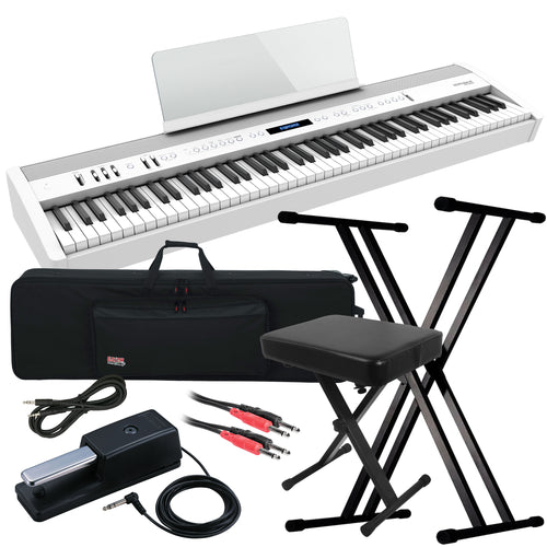 Roland FP-60X Digital Piano - White STAGE ESSENTIALS BUNDLE