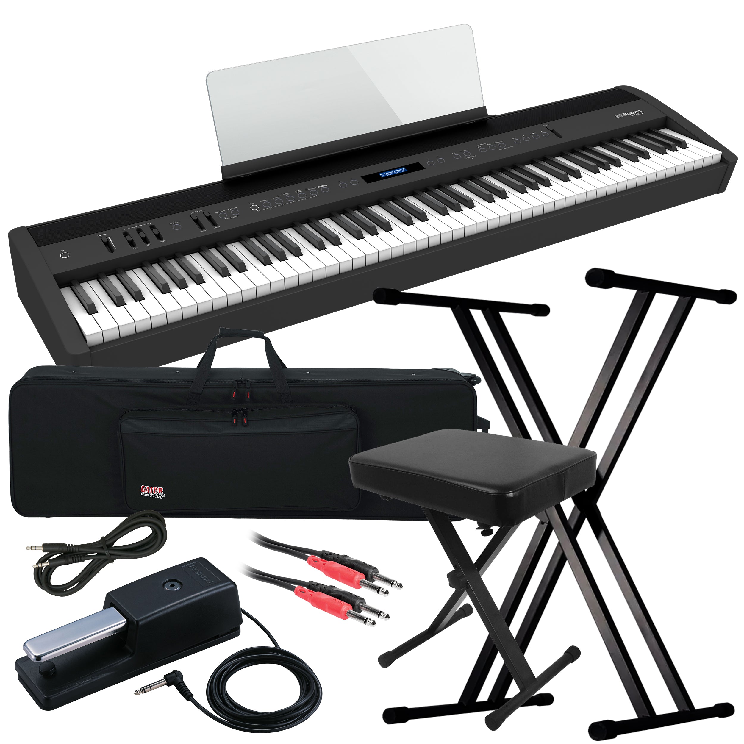Roland FP-60X Digital Piano - Black STAGE ESSENTIALS BUNDLE