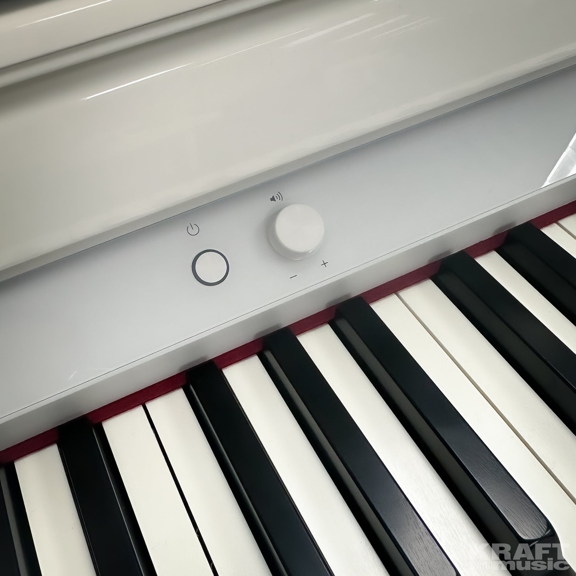 Roland GP-6 Digital Grand Piano - Polished White - power and volume controls