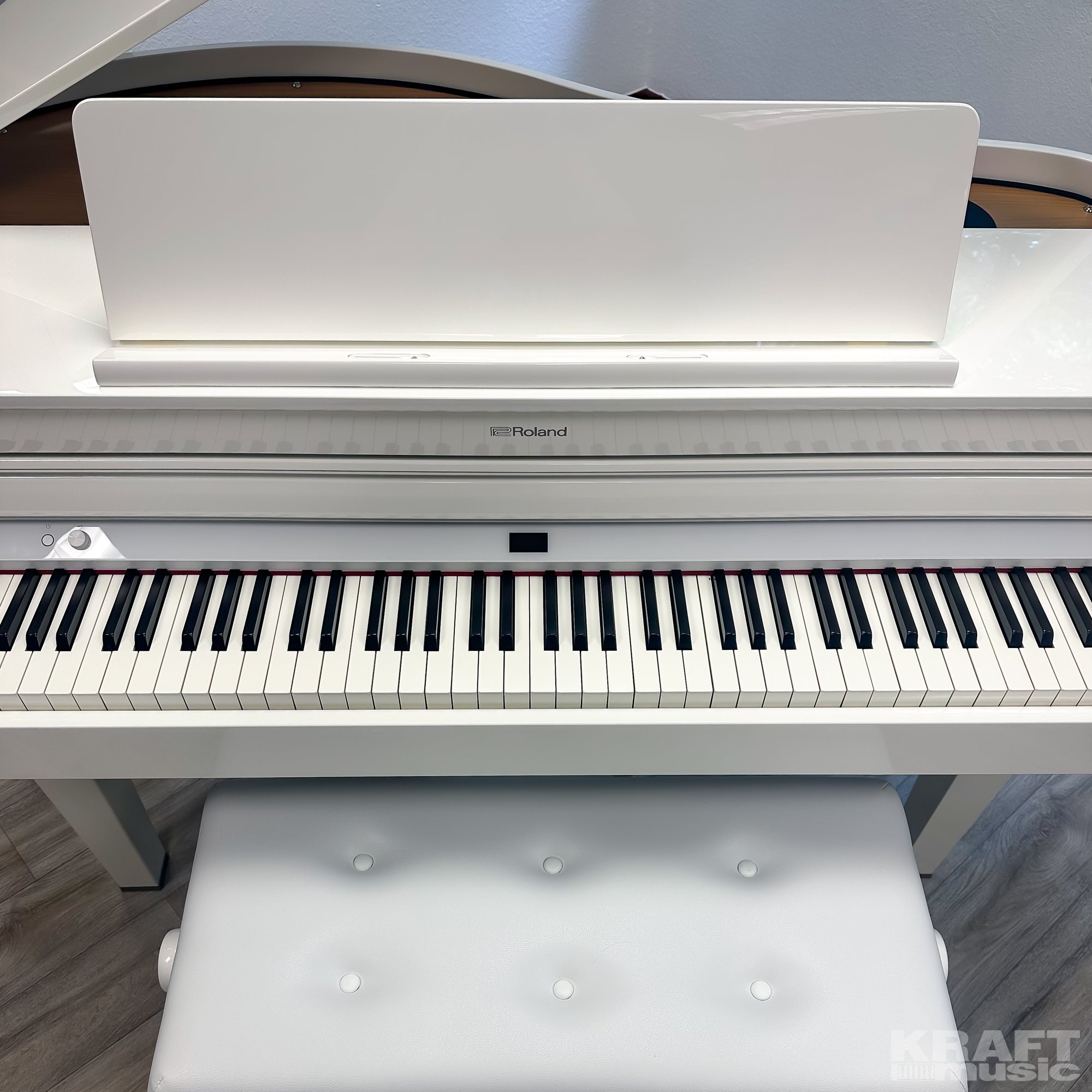 Roland GP-6 Digital Grand Piano - Polished White - keys from above