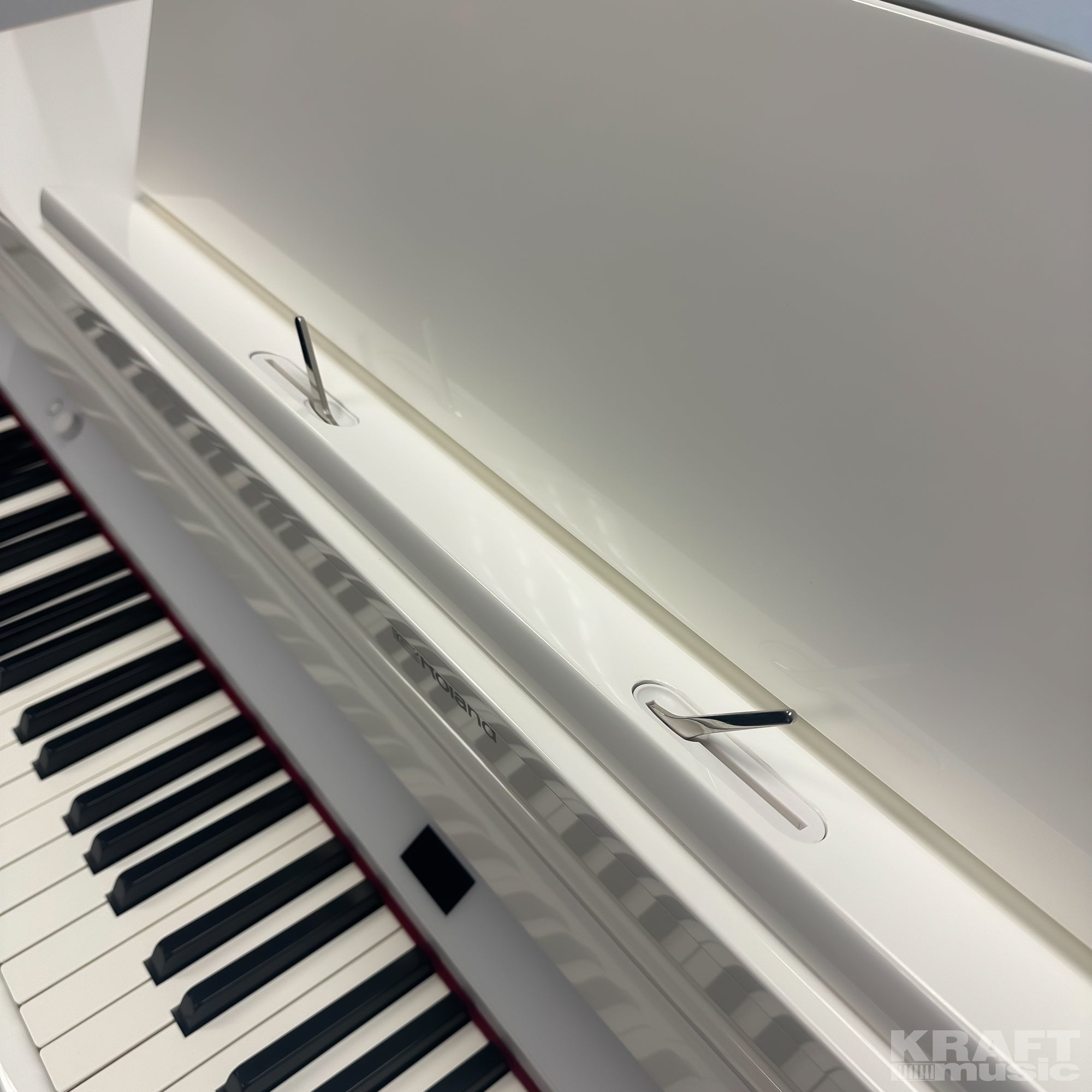 Roland GP-6 Digital Grand Piano - Polished White - music score braces