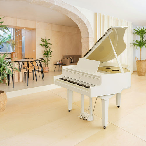 Roland GP-9M Digital Grand Piano with Moving Keys - Polished White