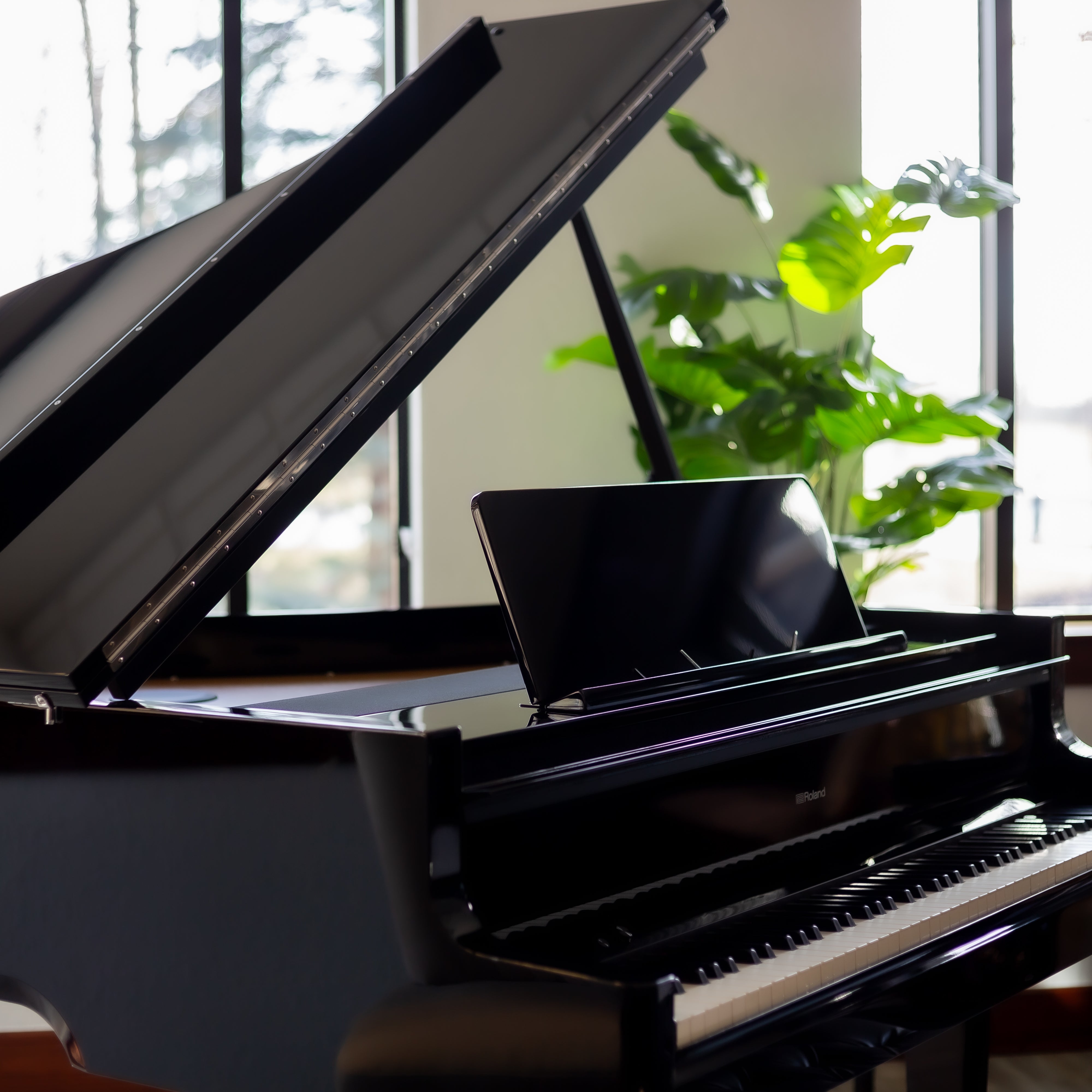 Roland GP-9M Digital Grand Piano with Moving Keys - Polished Ebony