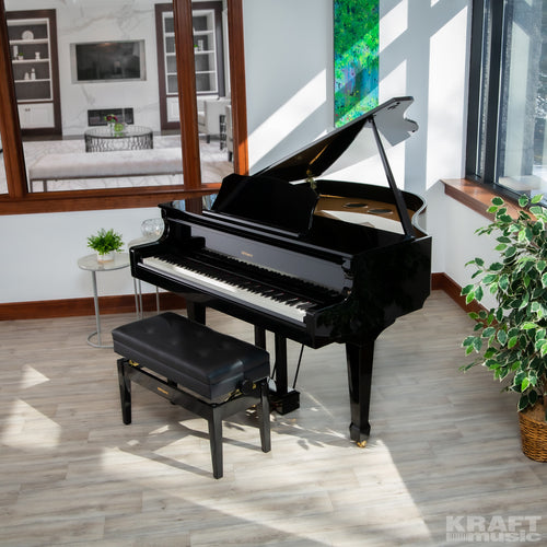 Roland GP609 Digital Grand Piano - Polished Ebony - left angle from above