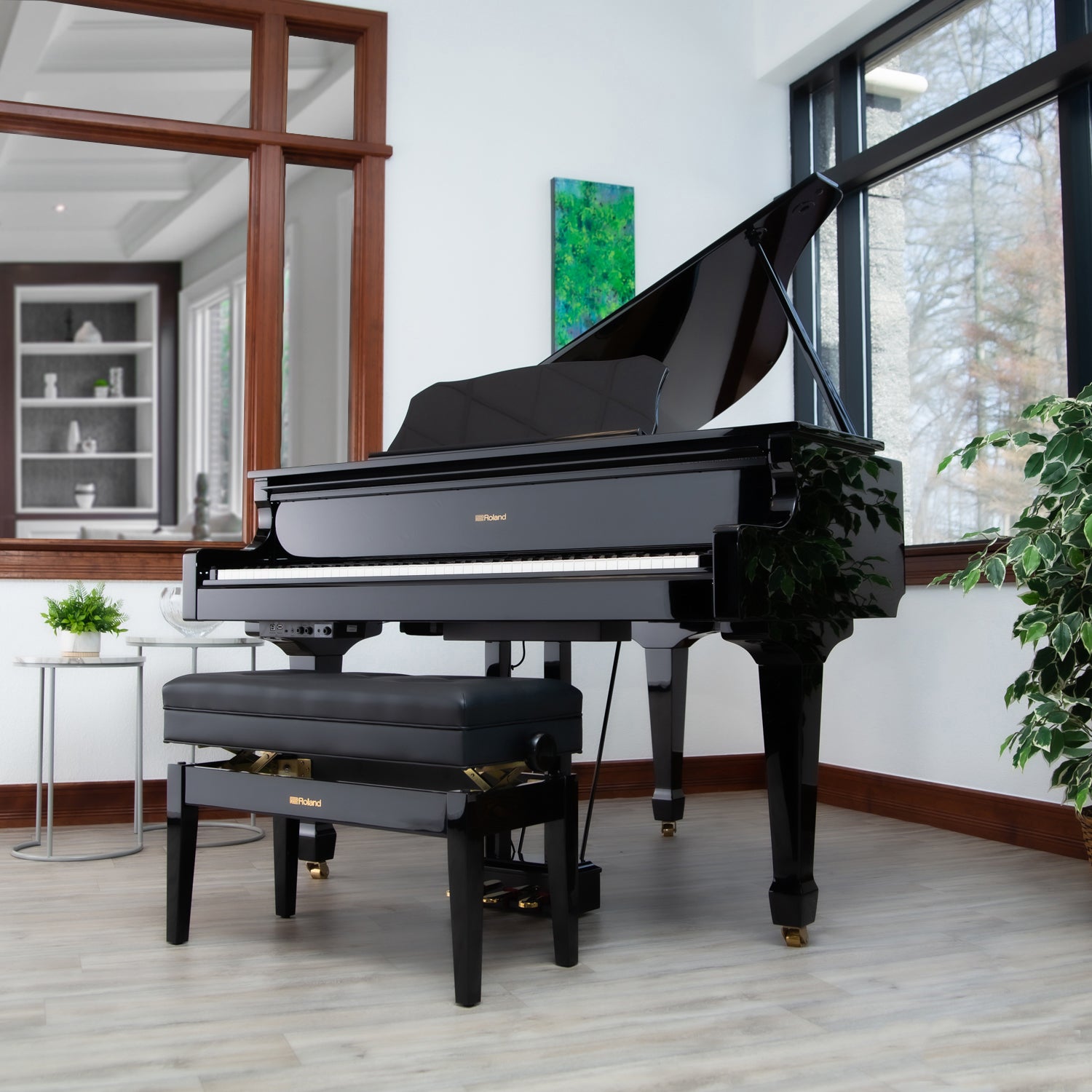 Roland GP609 Digital Grand Piano - Polished Ebony - in a stylish music room