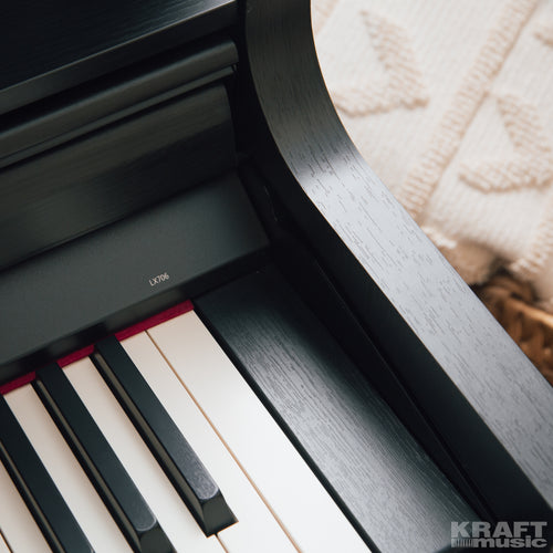 Roland LX706 Digital Piano - Charcoal Black - close up of a portion of the keybed