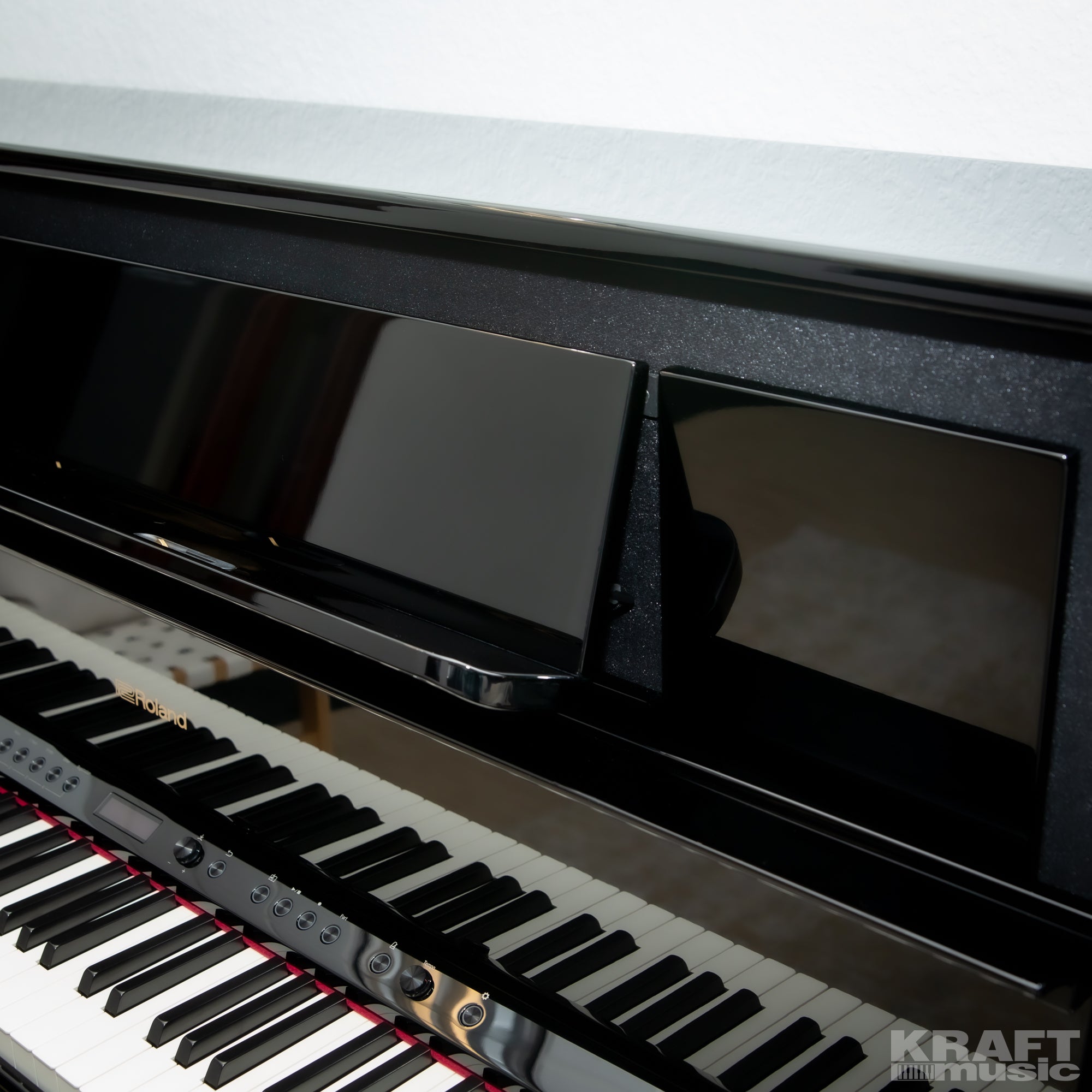 Roland LX708 Digital Piano - Polished Ebony - music rest open