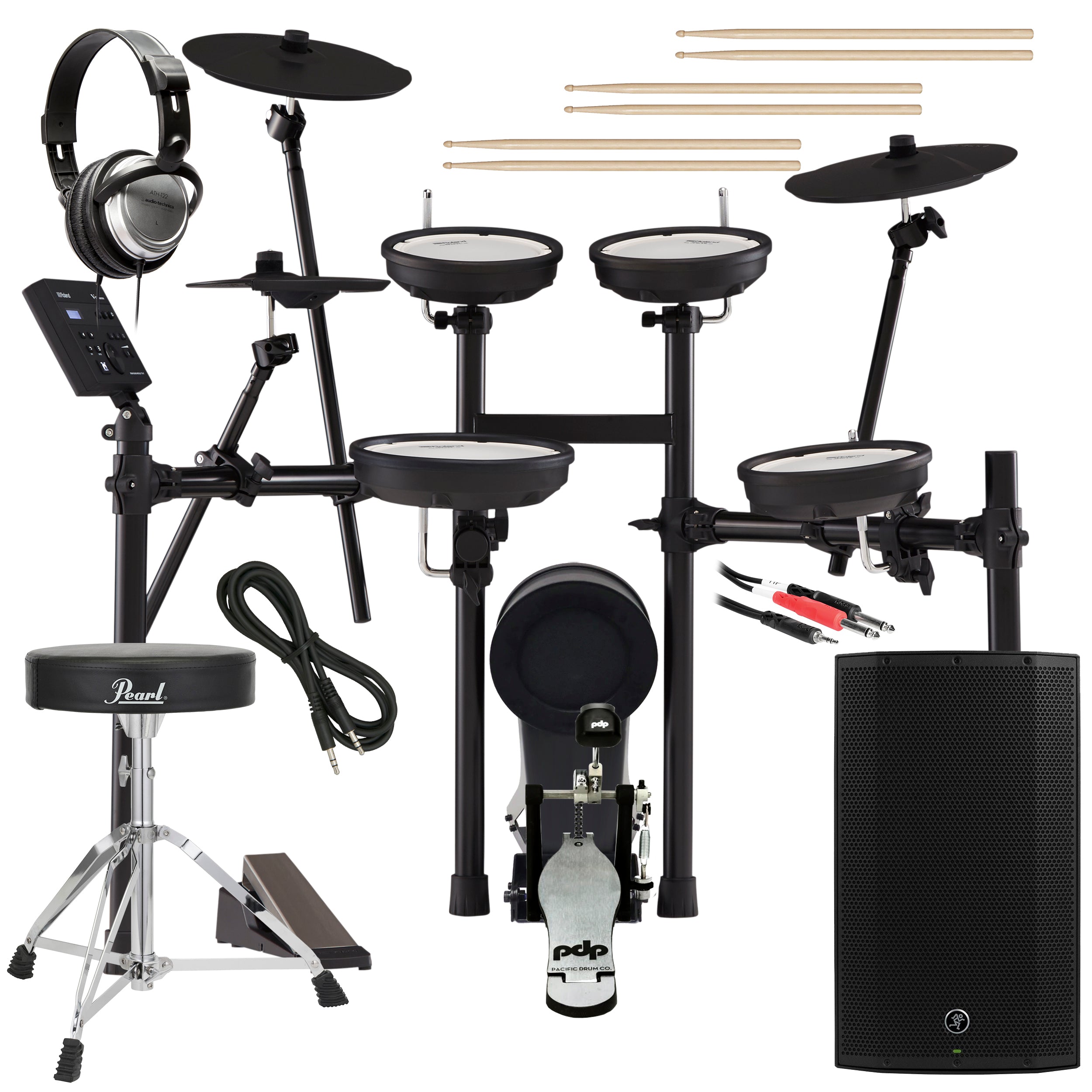 Collage of the Roland TD-07KV V-Drums Electronic Drum Set COMPLETE DRUM BUNDLE