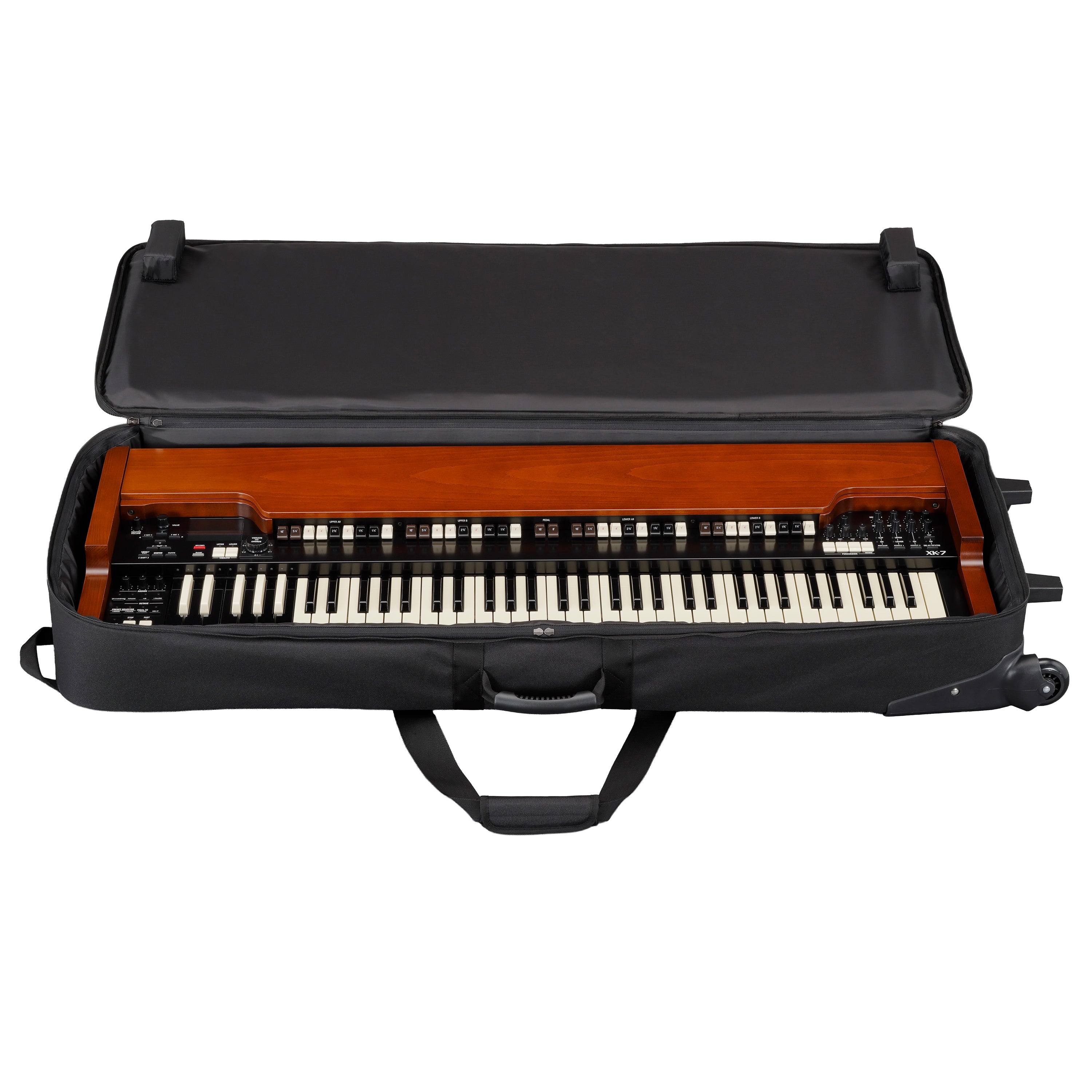Hammond SCC-XKS Gig Bag shown open with XK-7 organ inside